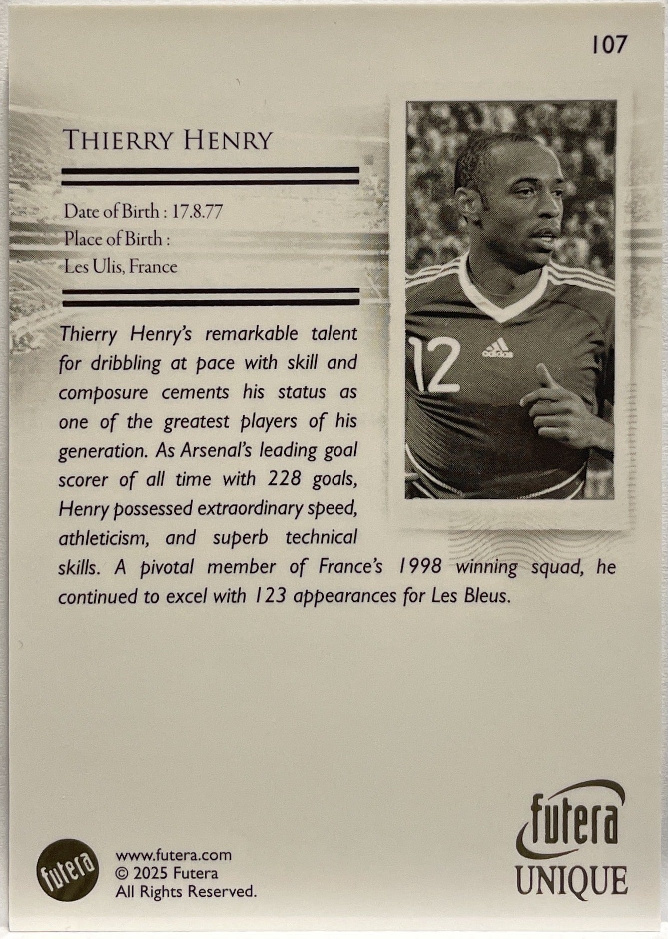 Thierry Henry The Greats Futera Unique 2025