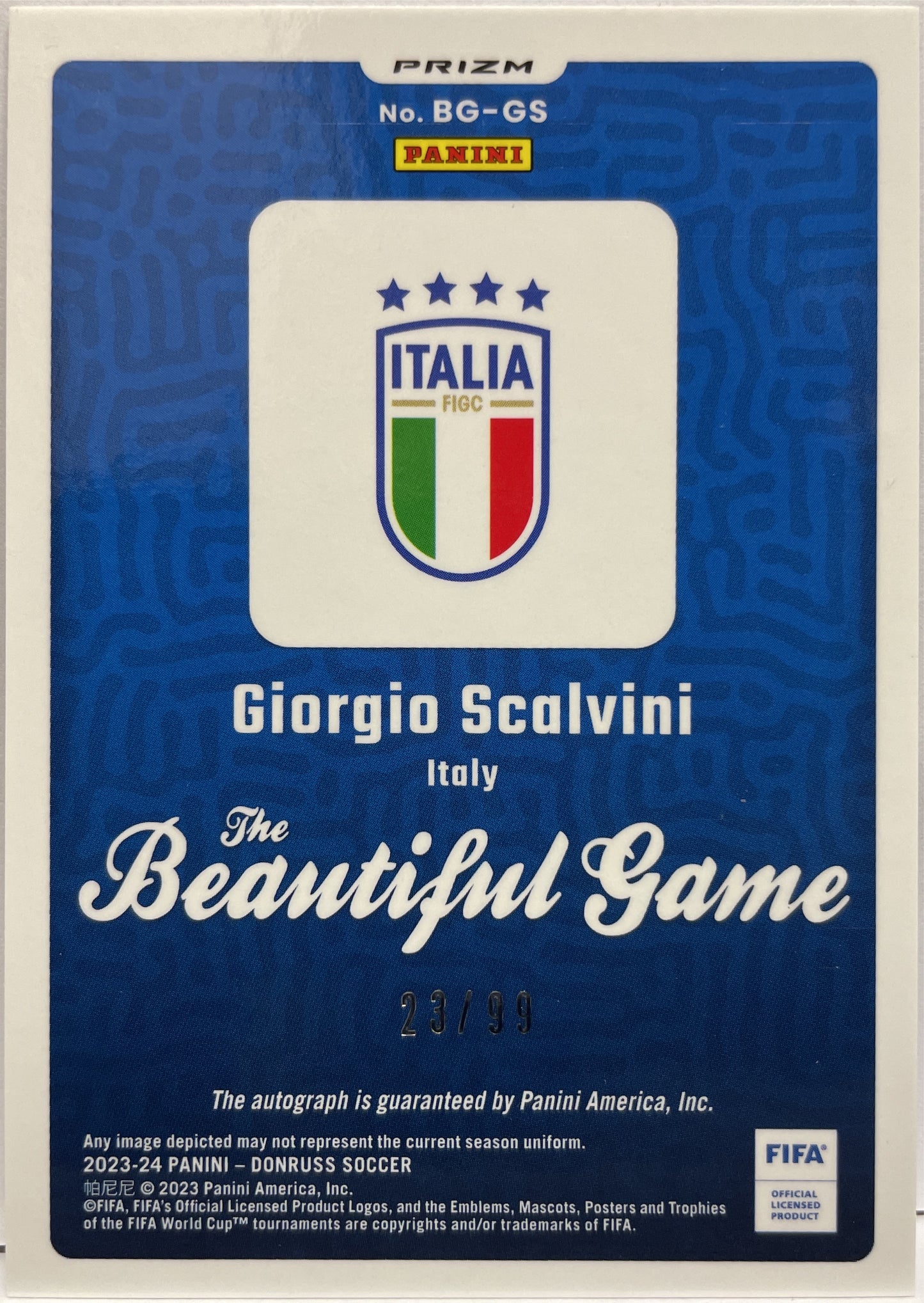 Giorgio Scalvini 23/99 Autograph The Beautiful Game Donruss 2023/24