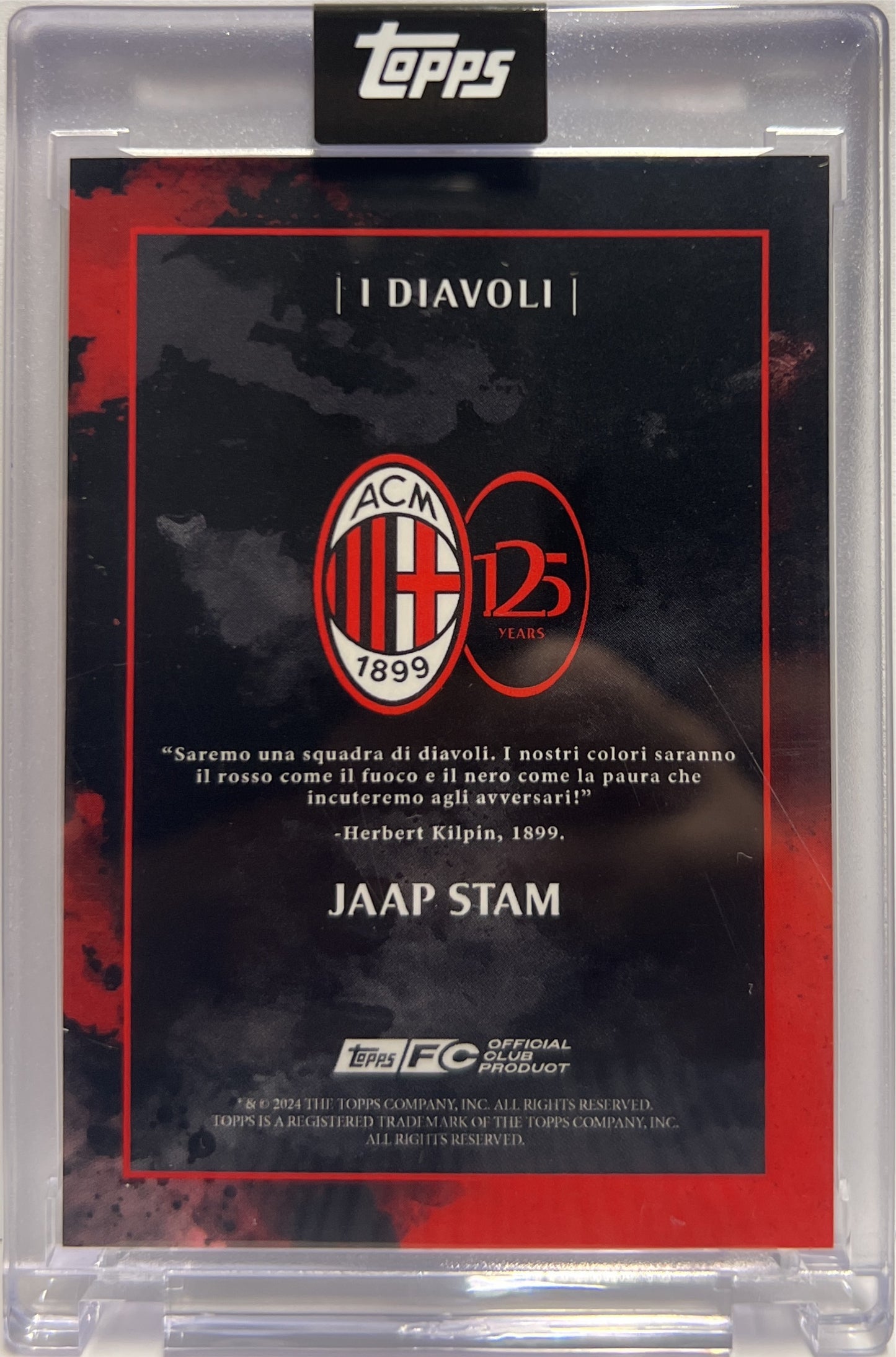 Jaap Stam 2/99 Autograph I Diavoli Topps AC Milan 125 Anniversary 2025
