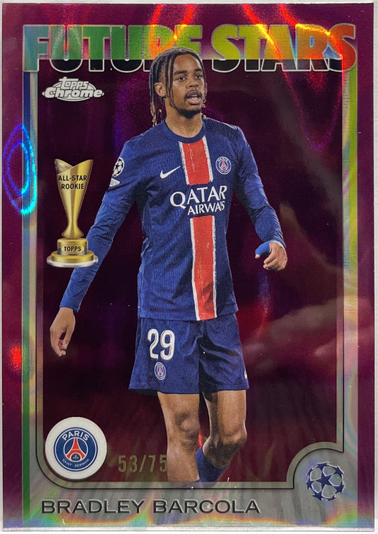 Bradley Barcola 53/75 Future Stars All Star Rookie Magenta Lava Topps Chrome UCC 2024/25