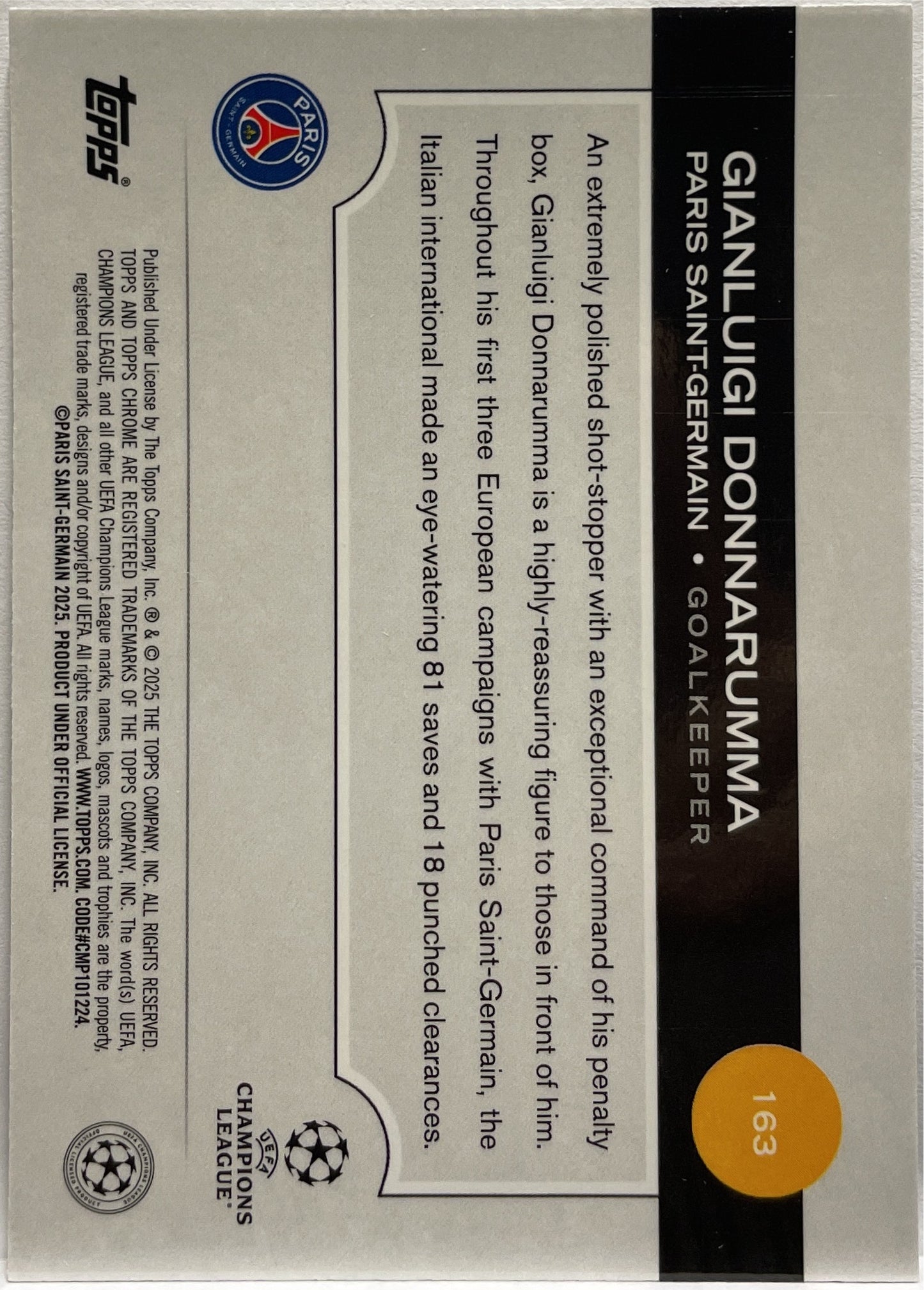 Gianluigi Donnarumma 218/225 Night Vision RayWave Topps Chrome UCC 2024/25