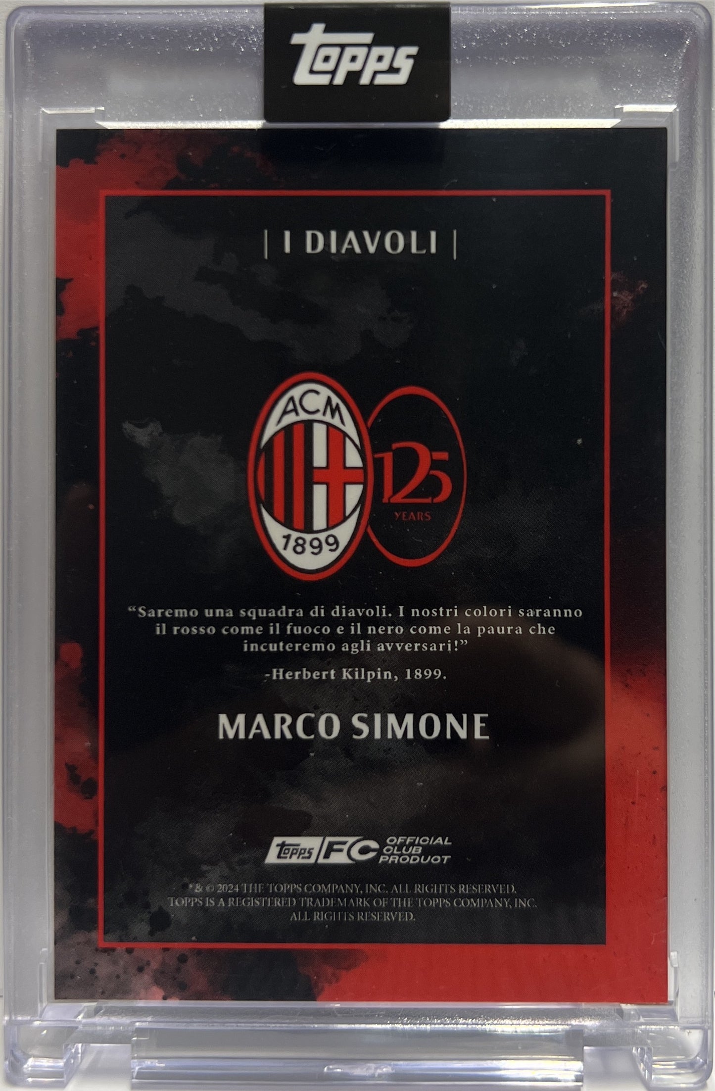 Marco Simone 91/99 Autograph I Diavoli Topps AC Milan 125 Anniversary 2025