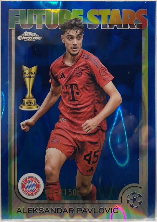 Aleksandar Pavlovic 12/150 Future Stars Blue Lava Topps Chrome UCC 2024/25