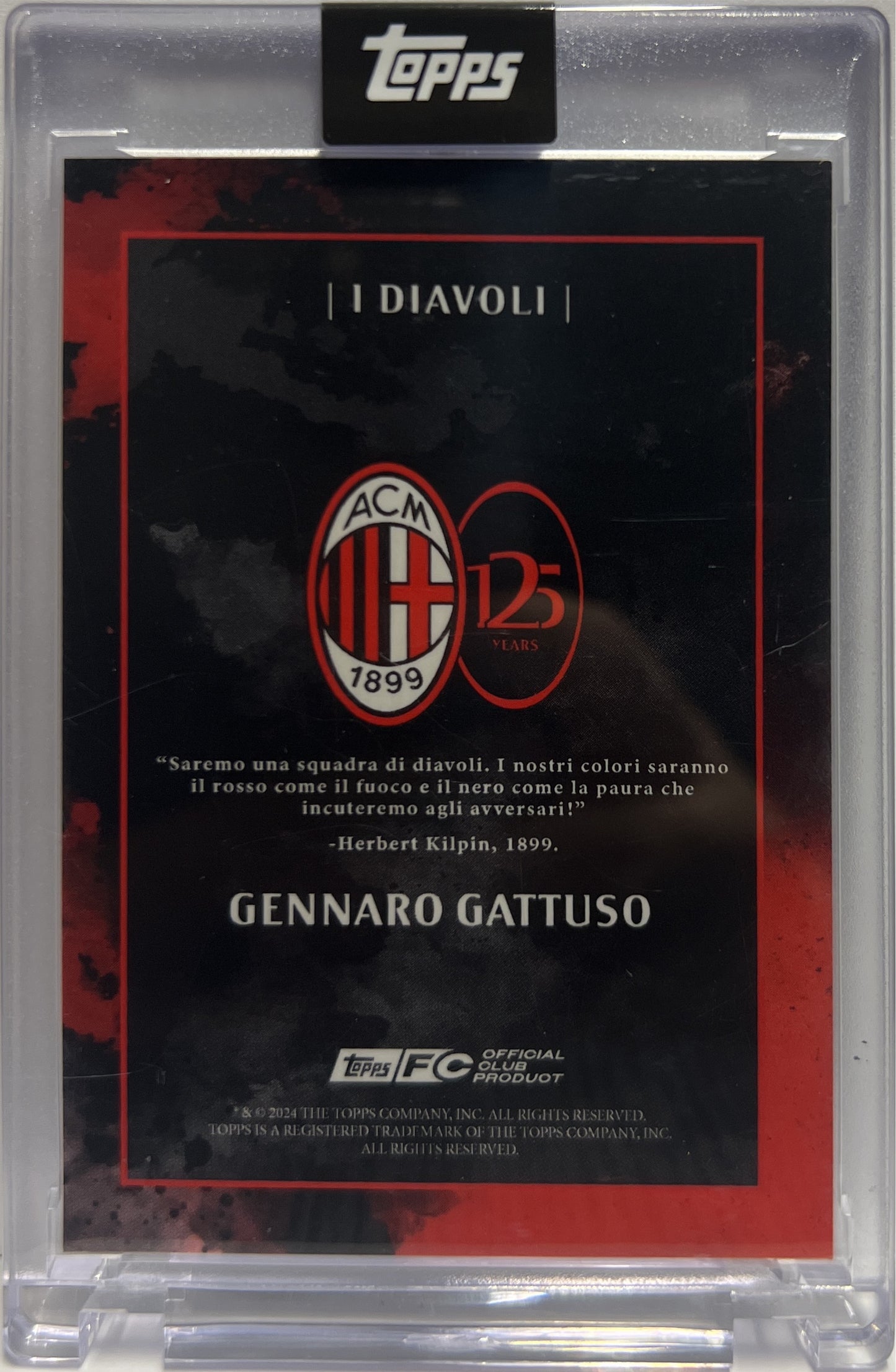 Gennaro Gattuso 70/99 Autograph I Diavoli Green Topps AC Milan 125 Anniversary 2025