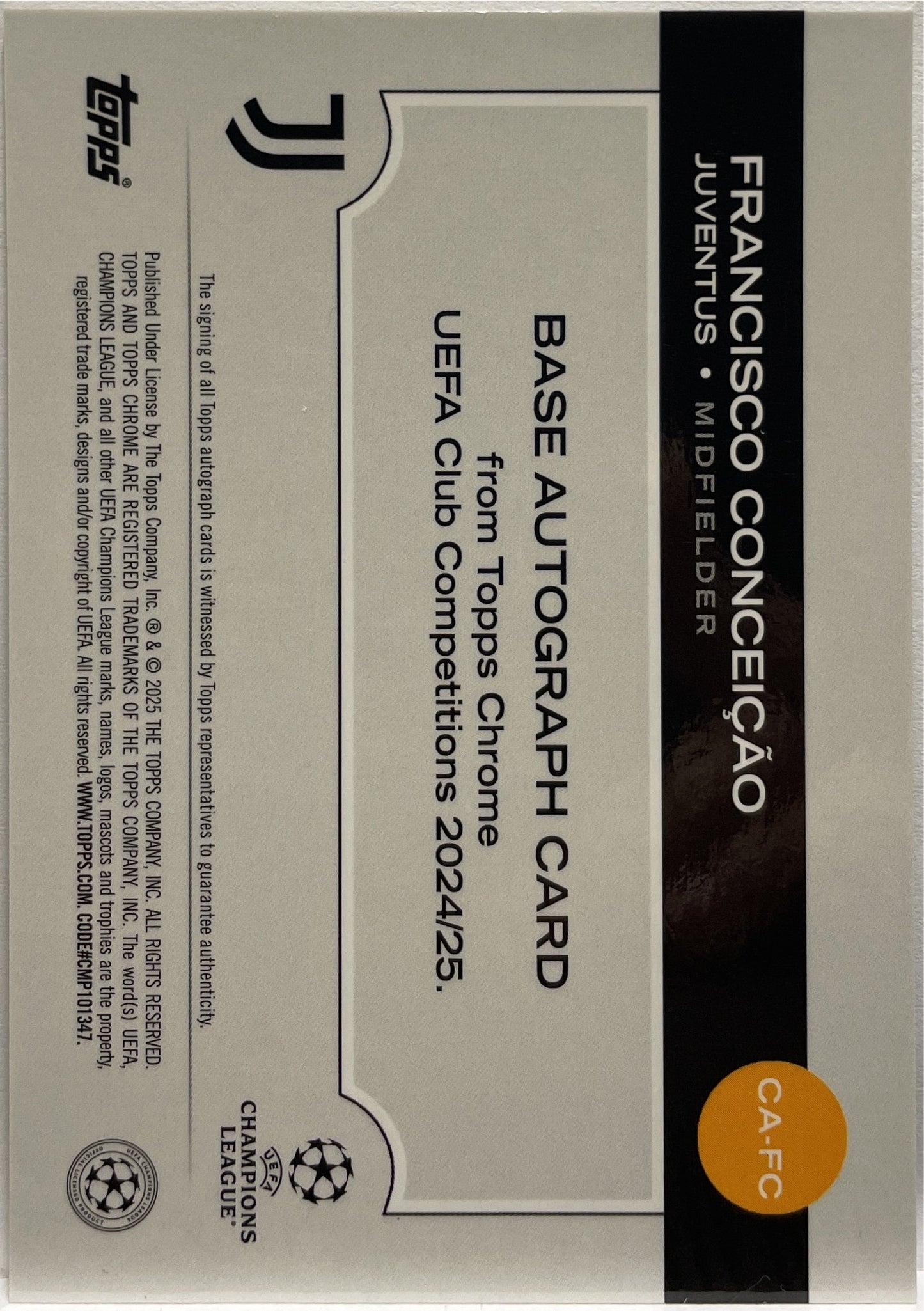 Francisco Conceicao 32/75 Autograph Magenta Lava Topps Chrome UCC 2024/25