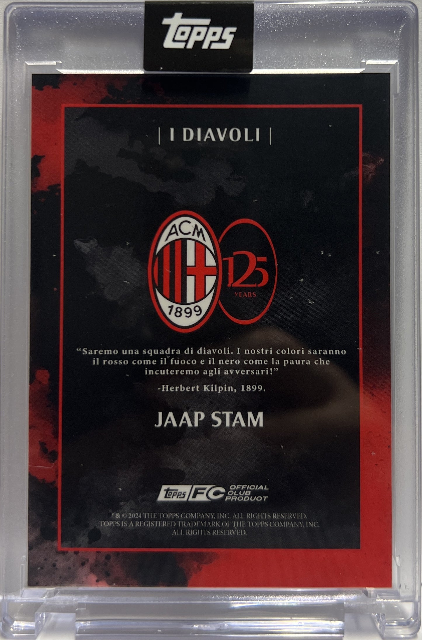Jaap Stam 37/49 Autograph I Diavoli Topps AC Milan 125 Anniversary 2025