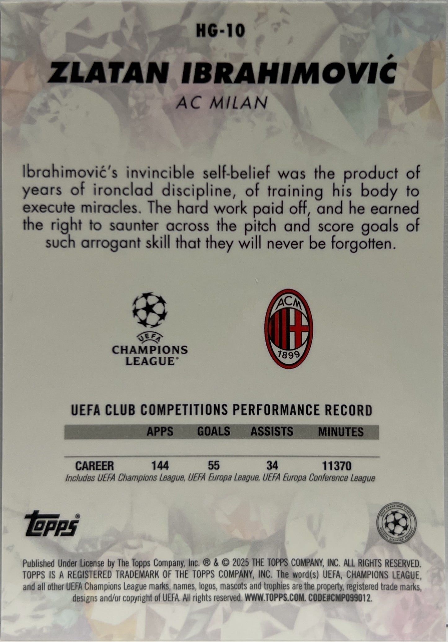 Zlatan Ibrahimovic Hidden Gems Topps Finest UCC 2024/25