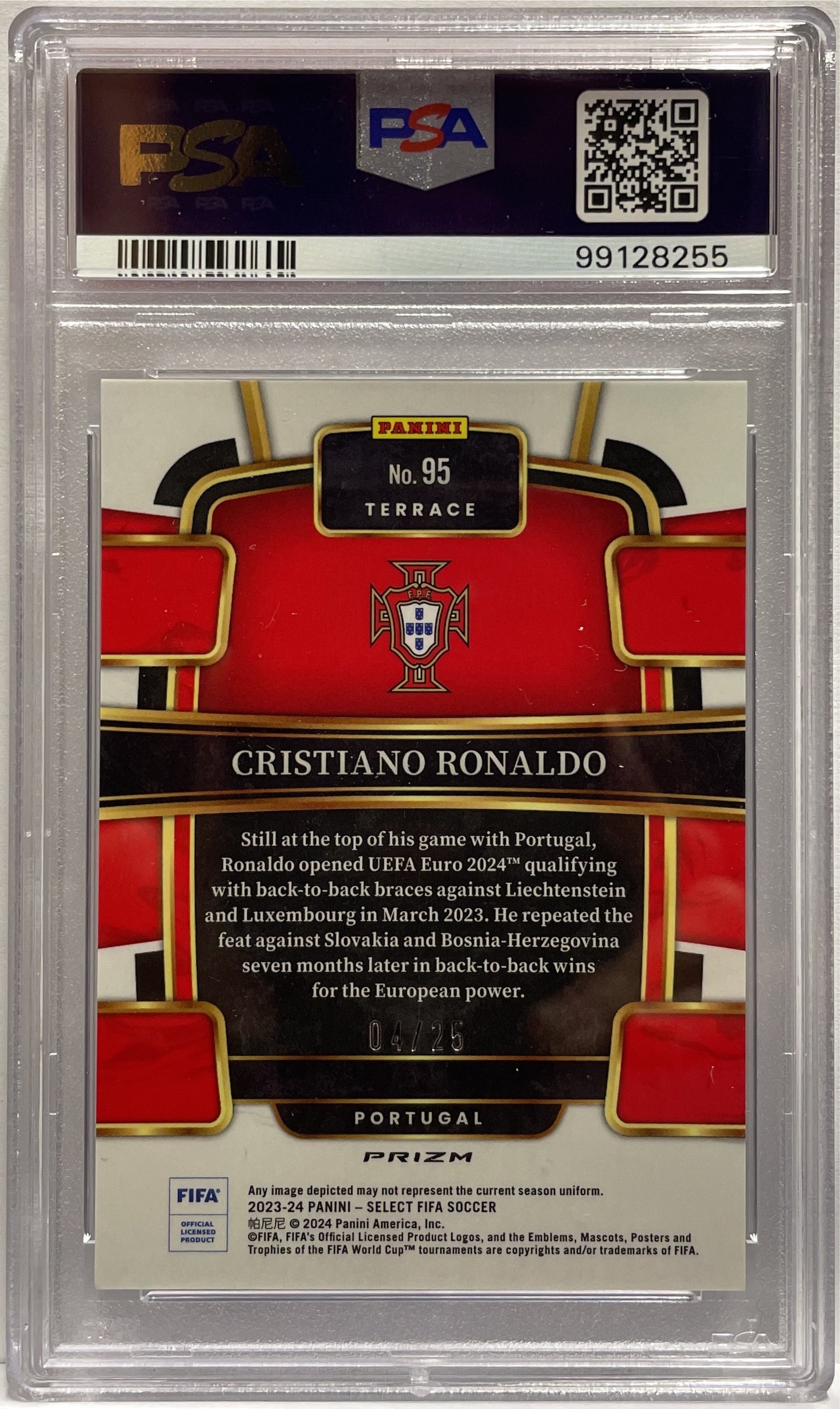 Cristiano Ronaldo 4/25 Terrace Zebra Select Fifa 2023/24 PSA 9