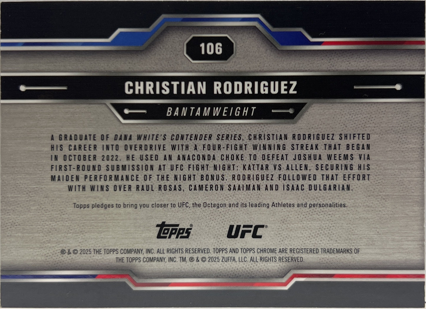 Christian Rodriguez 40/250 Topps Chrome UFC 2025