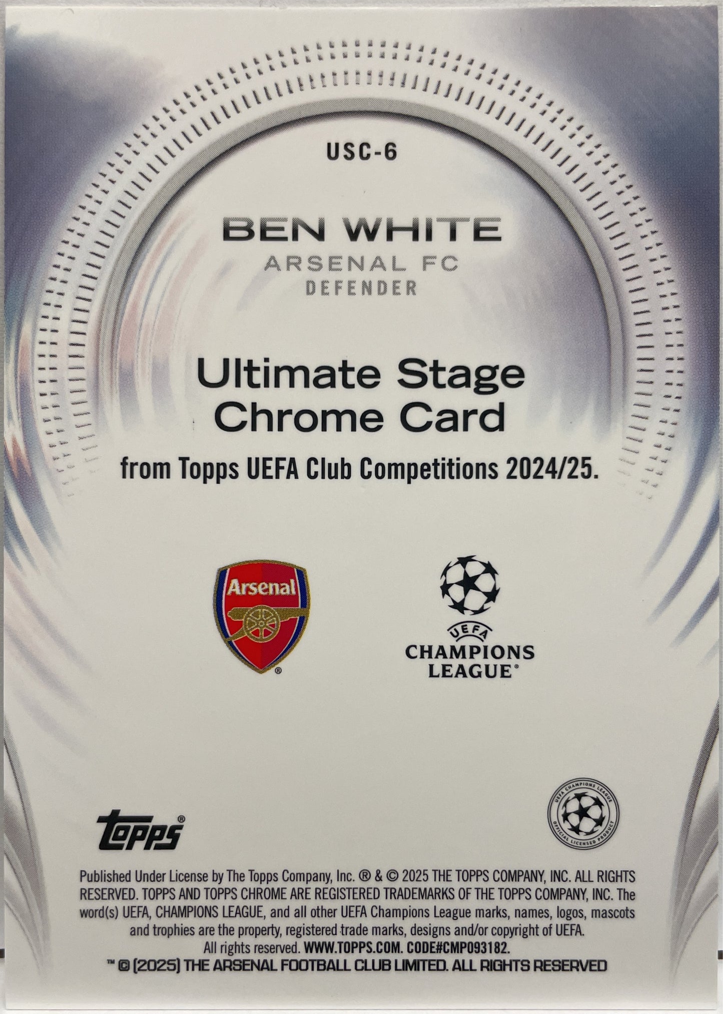 Ben White 33/99 Ultimate Stage Green Topps UCC 2024/25