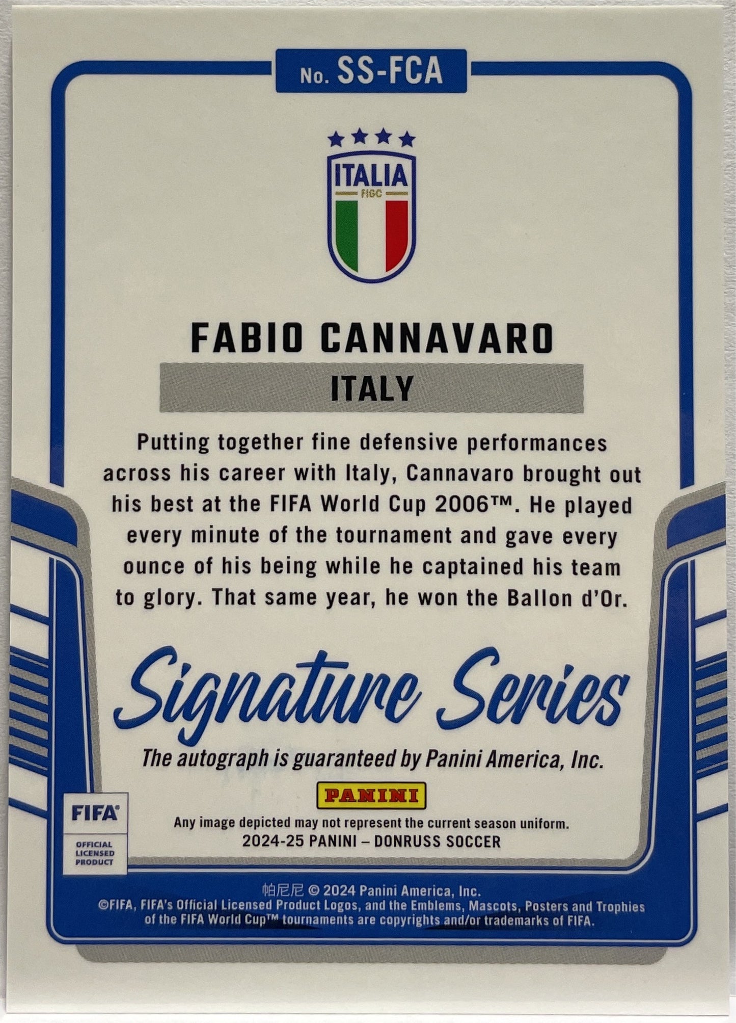 Fabio Cannavaro Autograph Signature Series Donruss Fifa 2024/25