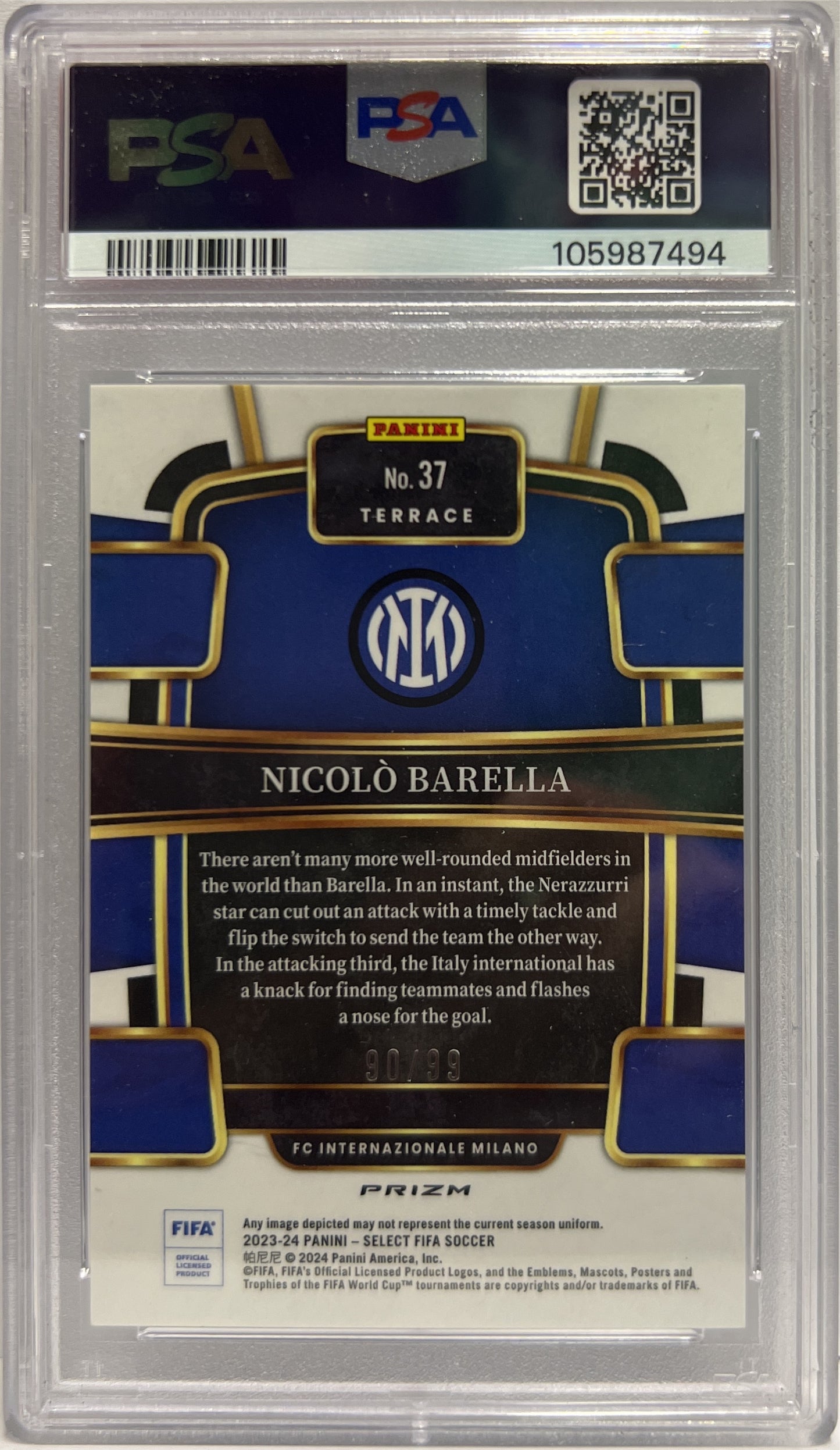 Nicolo Barella 90/99 Terrace Winter Camo Select Fifa 2023/24 PSA 10