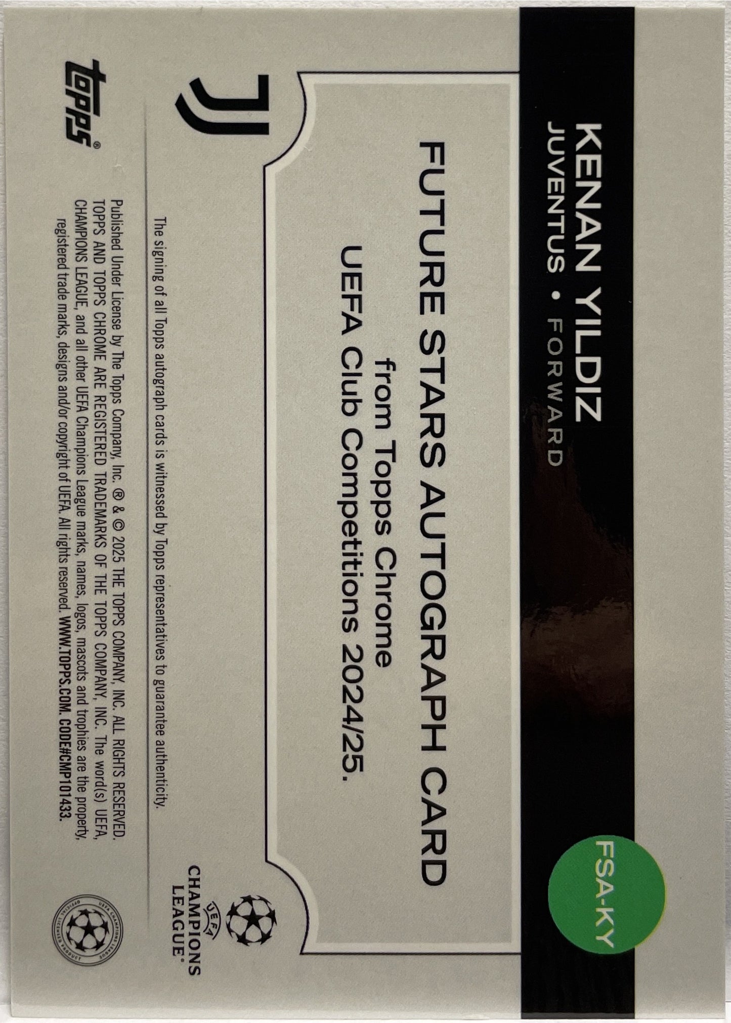 Kenan Yildiz 28/150 Autograph Future Stars All Star Rookie Blue Lava Topps Chrome UCC 2024/25