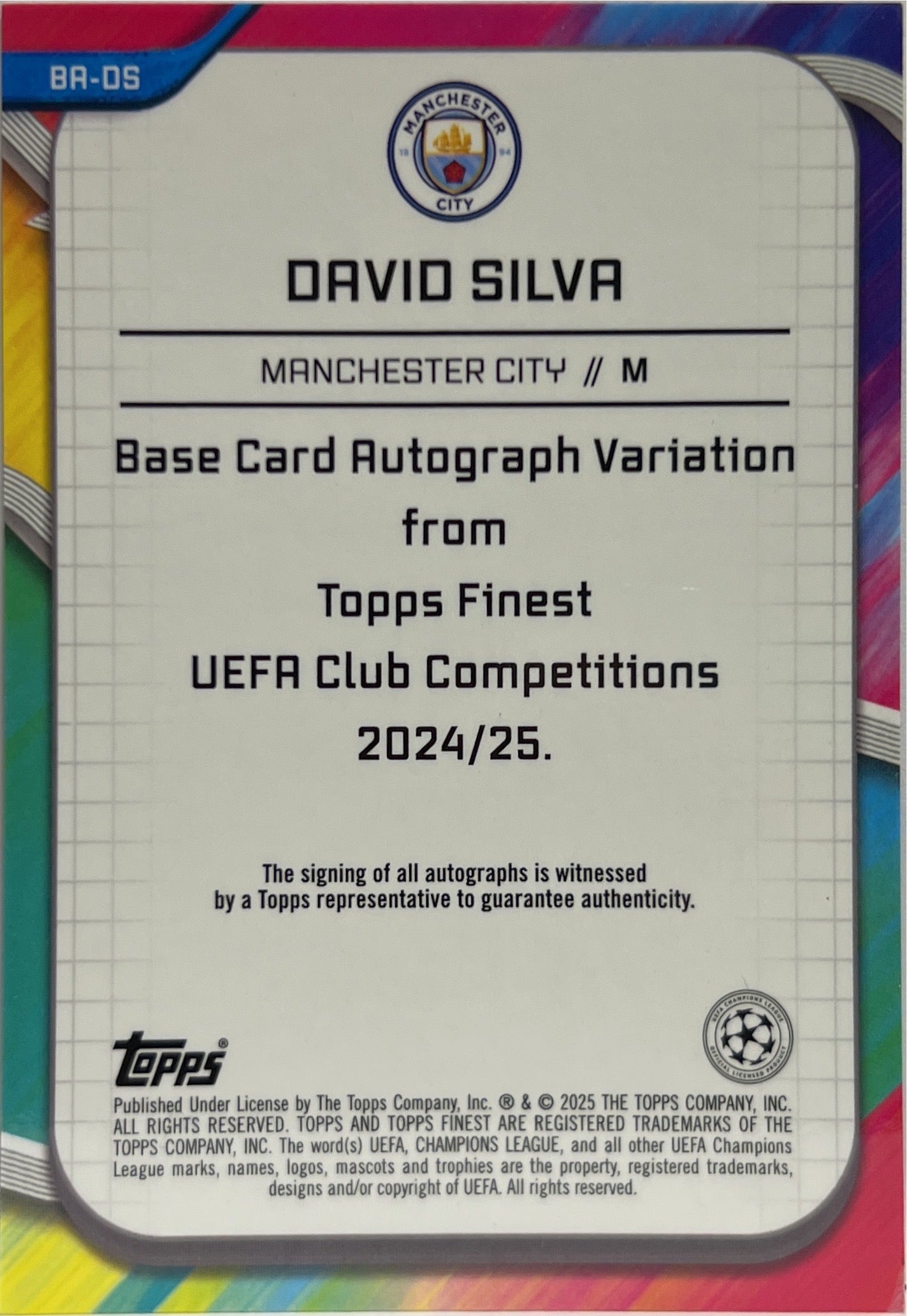 David Silva 4/5 Autograph Red Topps Finest UCC 2024/25