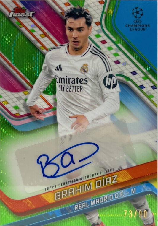 Brahim Diaz 73/99 Autograph Neon Green Wave Topps Finest UCC 2024/25