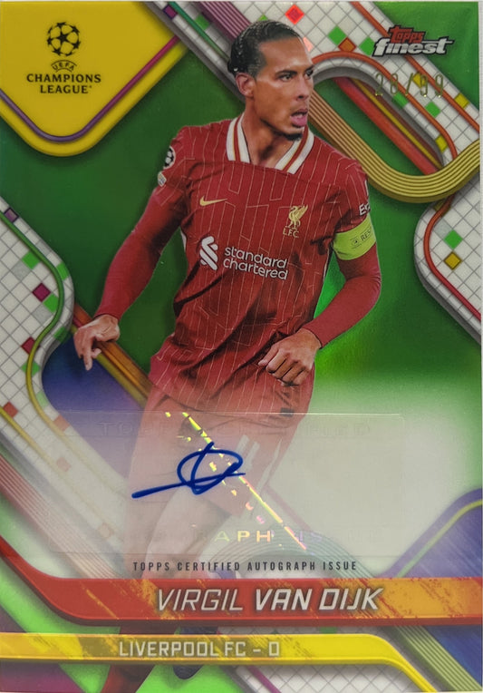 Virgil Van Dijk 28/99 Autograph Neon Green Topps Finest UCC 2024/25