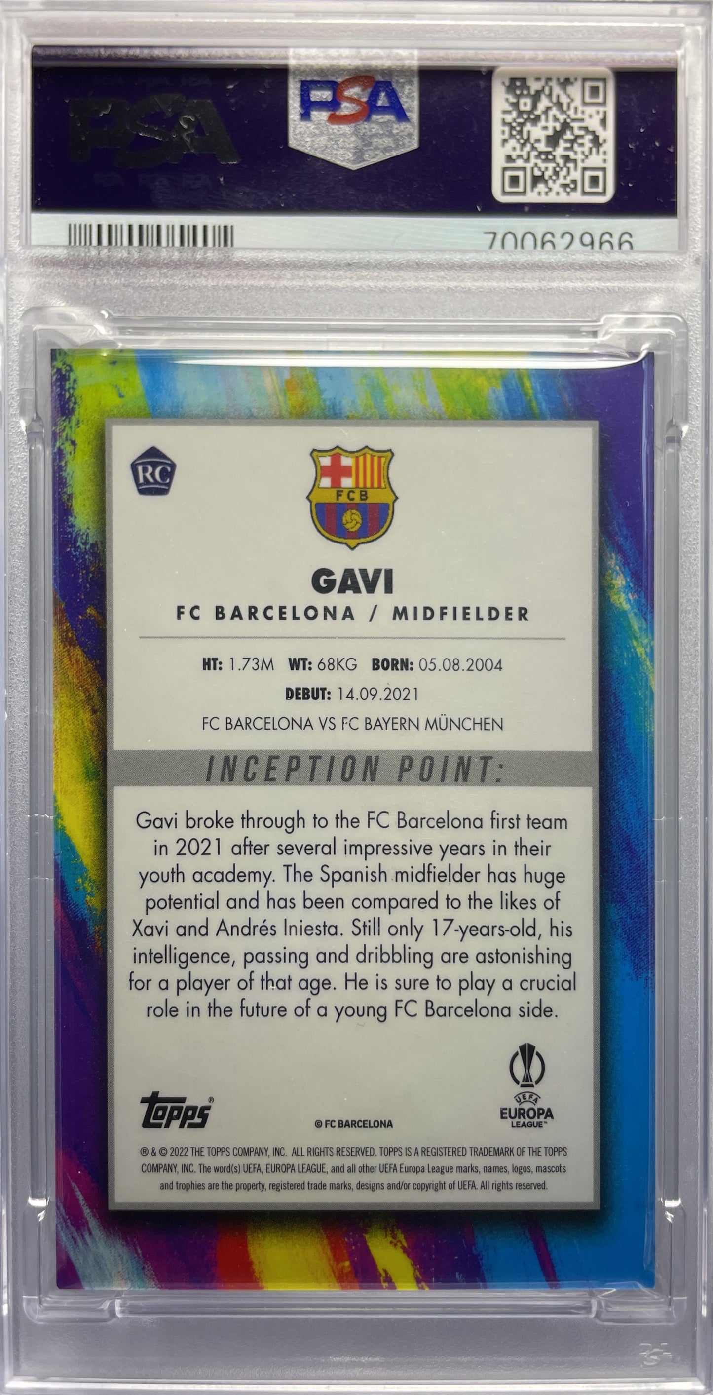 PSA 9 - Gavi 46/99 Rookie Succession Green - Topps Inception 2021/22
