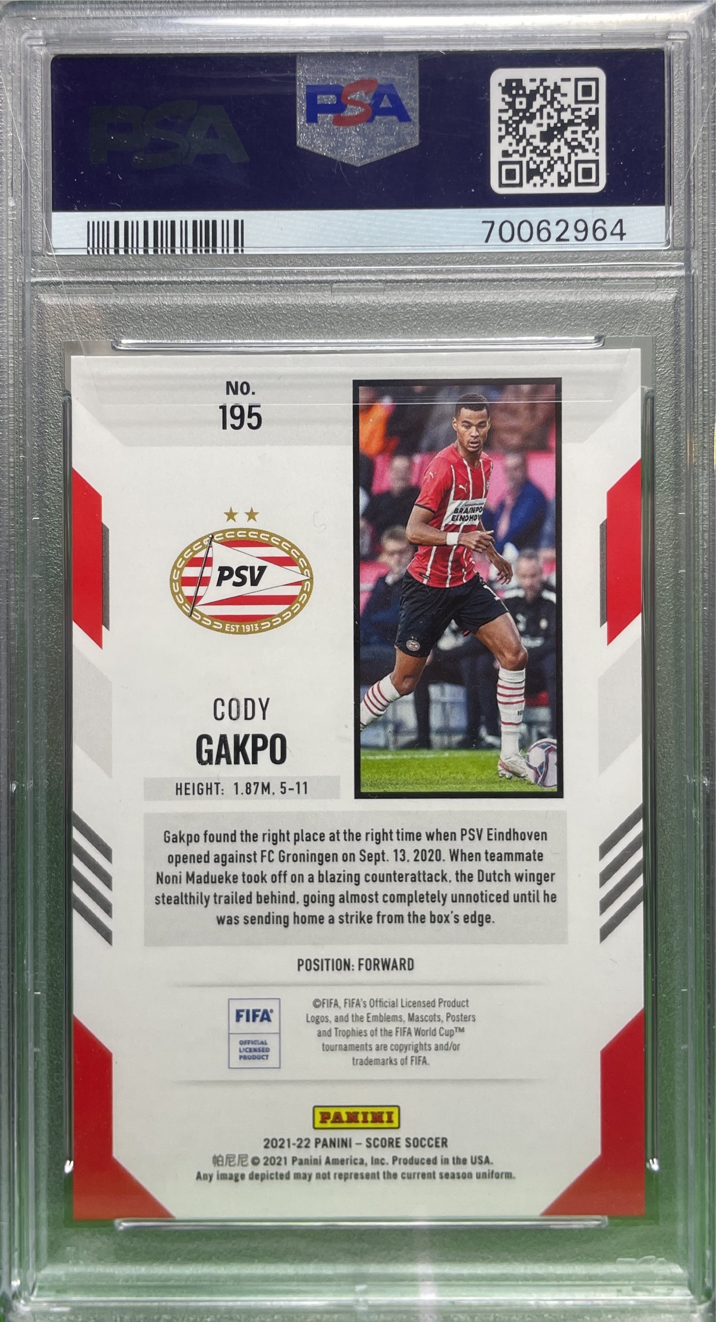 PSA 10 - Cody Gakpo 34/49 Rookie Blue Lava - Score Fifa 2021
