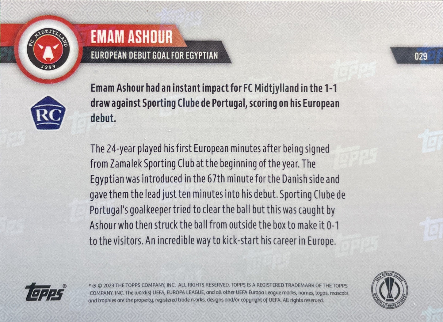 Emam Ashour 34/99 Rookie Topps Now 2023