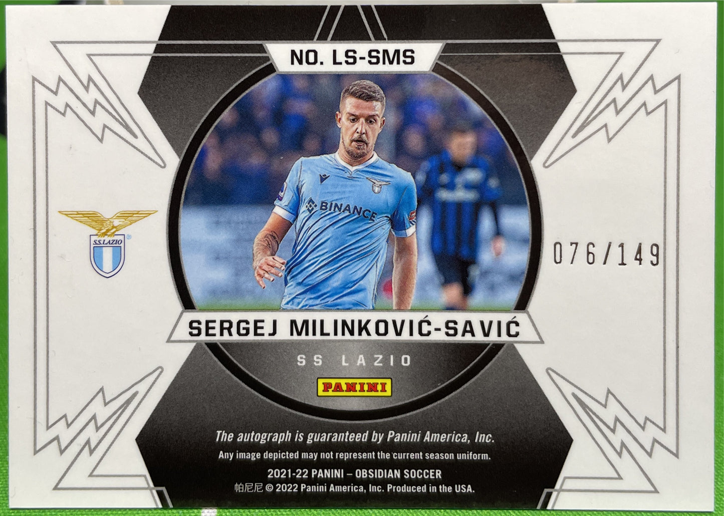 Sergej Milinkovic-Savic 76/149 Autograph Lightning Strike Obsidian 2021/22