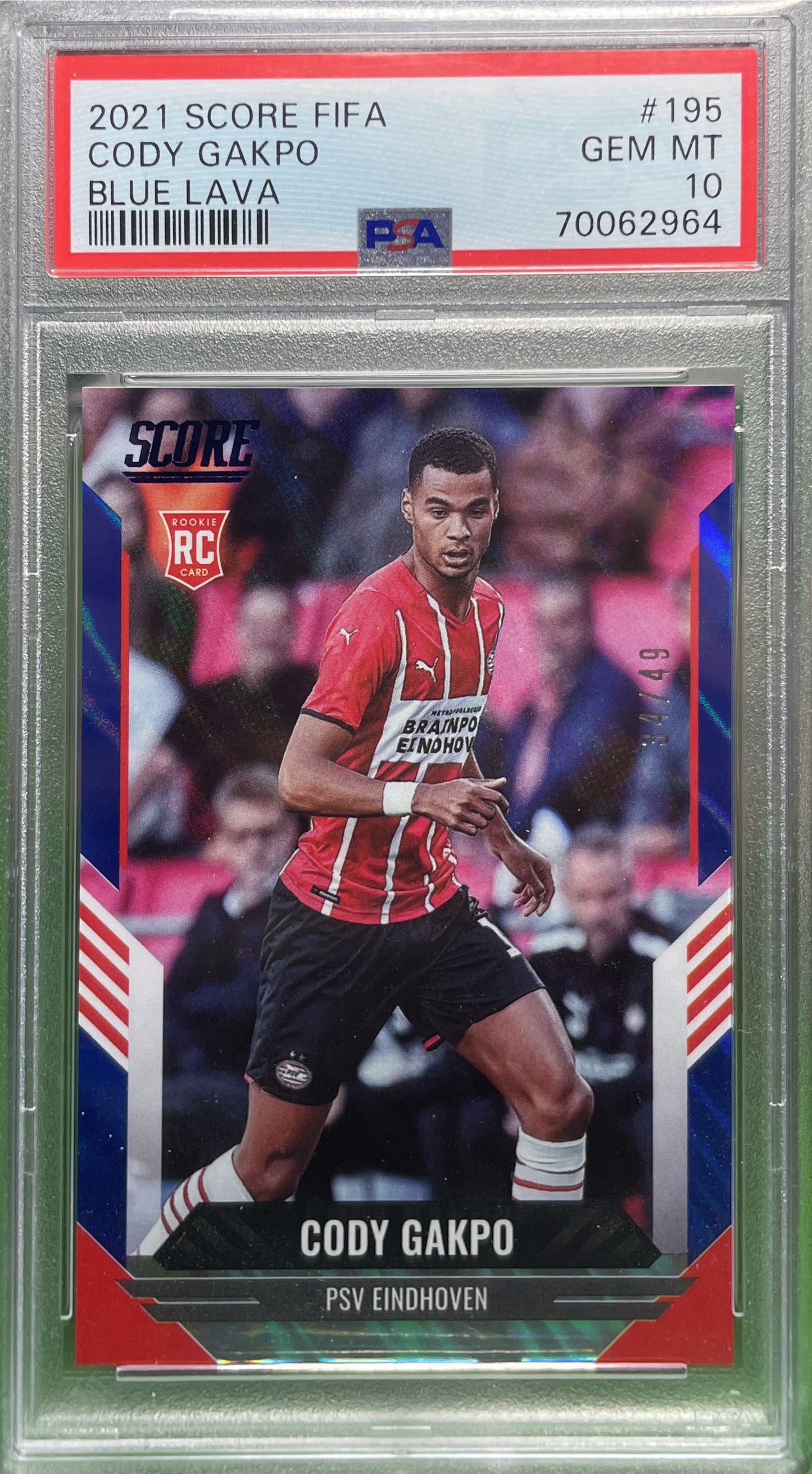 PSA 10 - Cody Gakpo 34/49 Rookie Blue Lava - Score Fifa 2021