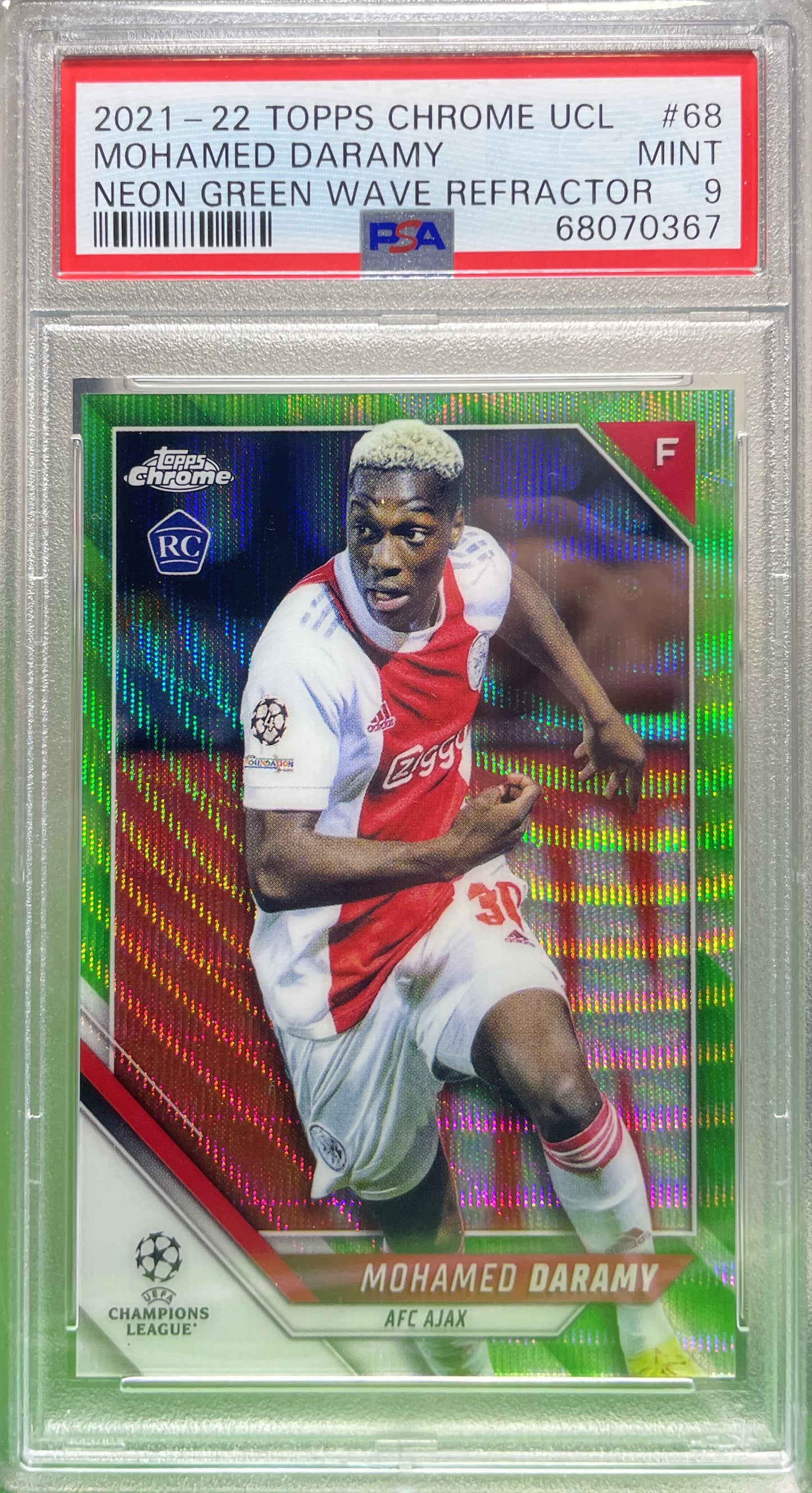 PSA 9 - Mohamed Daramy /99 Green Neon Wave Refractor Topps Chrome