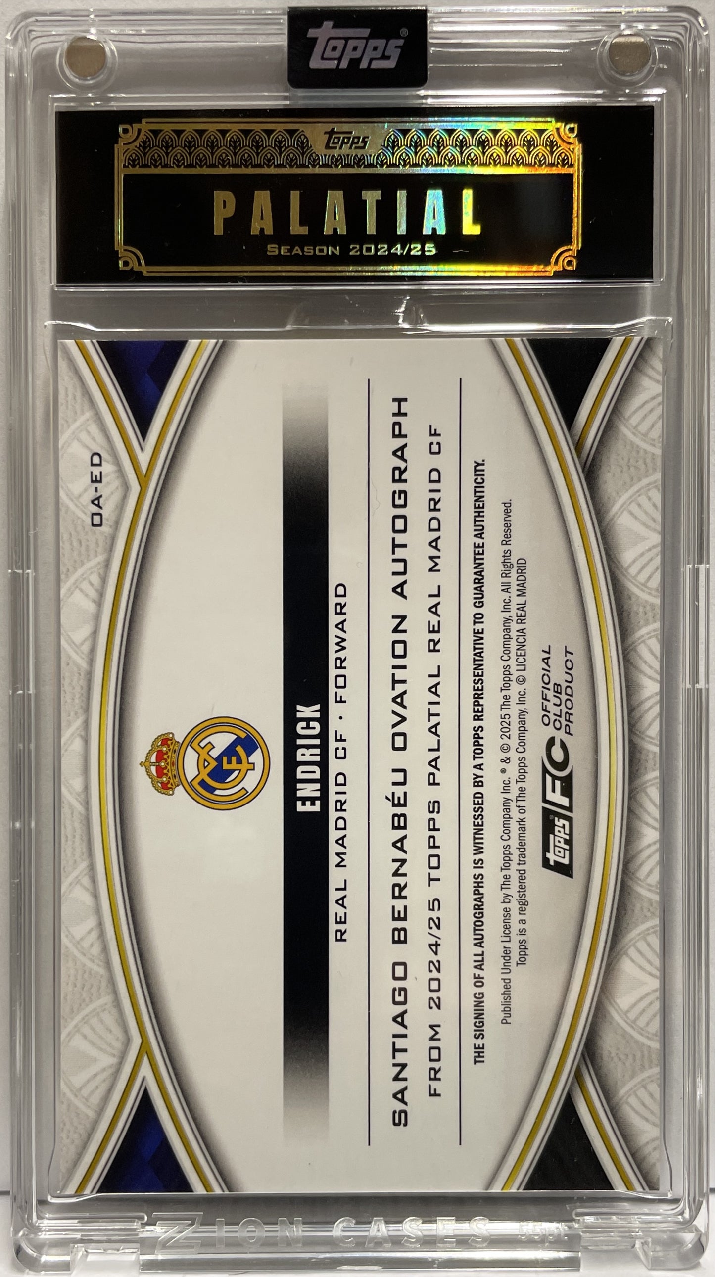 Endrick 3/10 Rookie Autograph Topps Palatial Real Madrid 2024/25