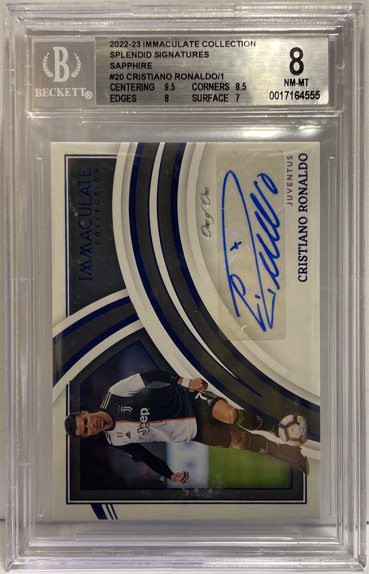 Cristiano Ronaldo 1/1 Autograph Sapphire Panini Immacuate 2022/23 Beckett 8