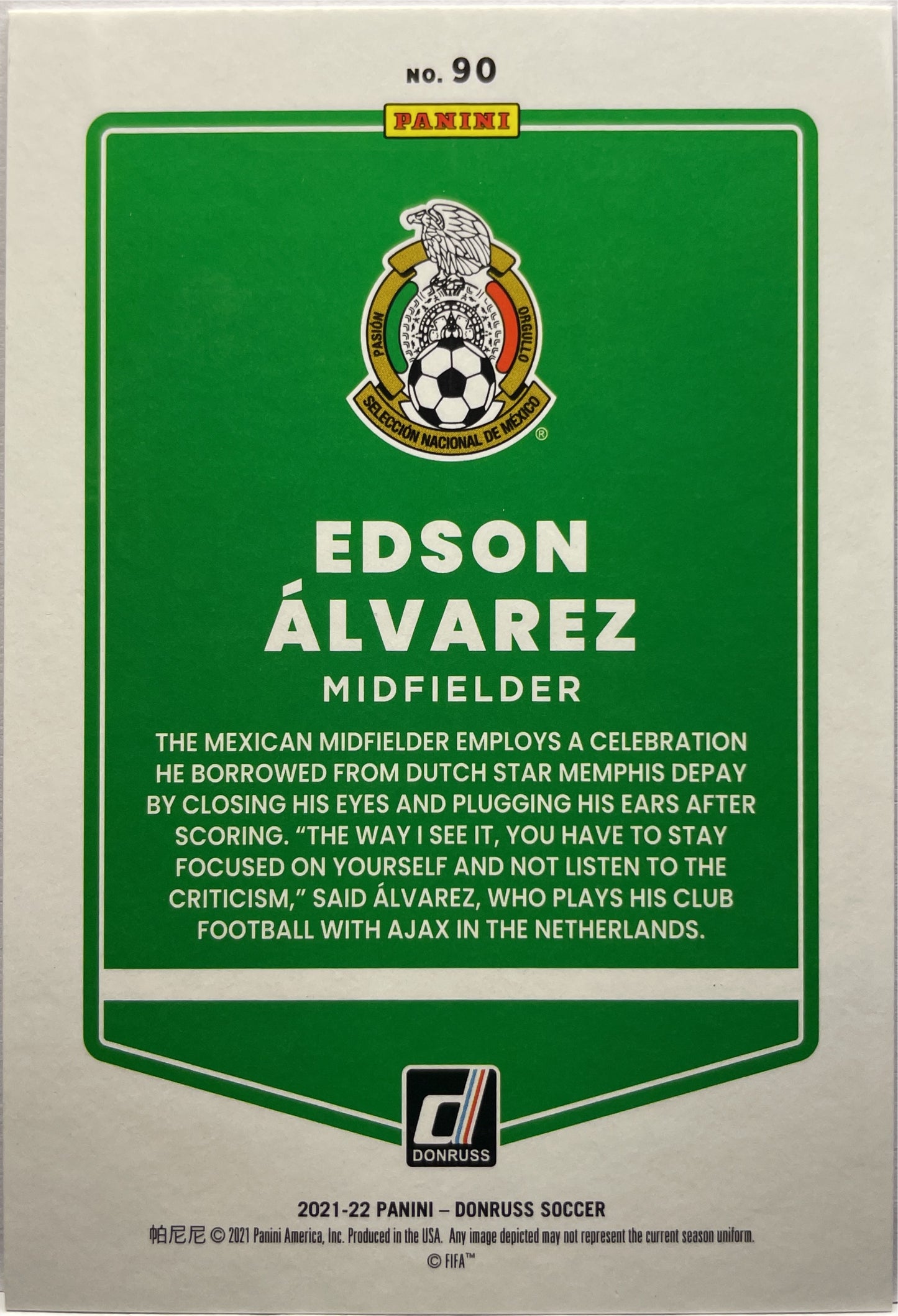 Edson Alvarez 34/99 Red Laser Donruss Road To Qatar 2021/22