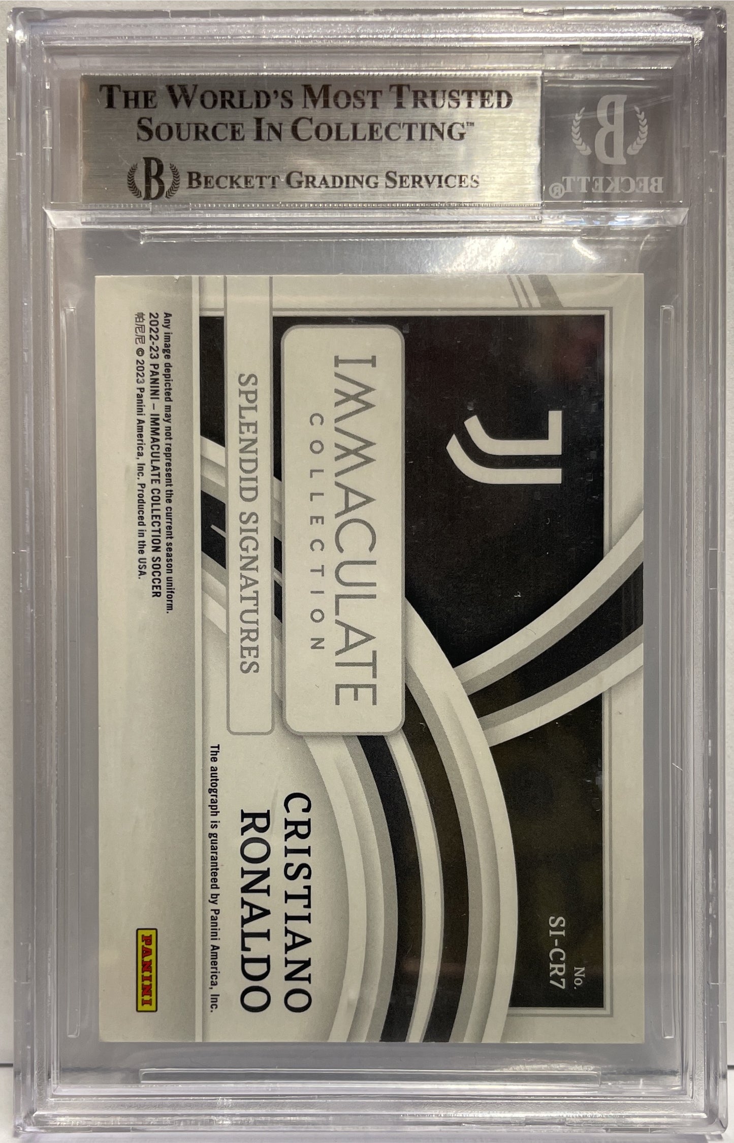 Cristiano Ronaldo 1/1 Autograph Sapphire Panini Immacuate 2022/23 Beckett 8