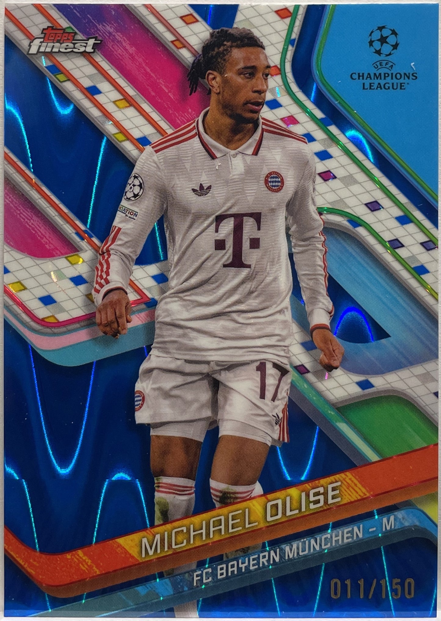 Michael Olise 11/150 Blue Raywave Topps Finest UCC 2024/25