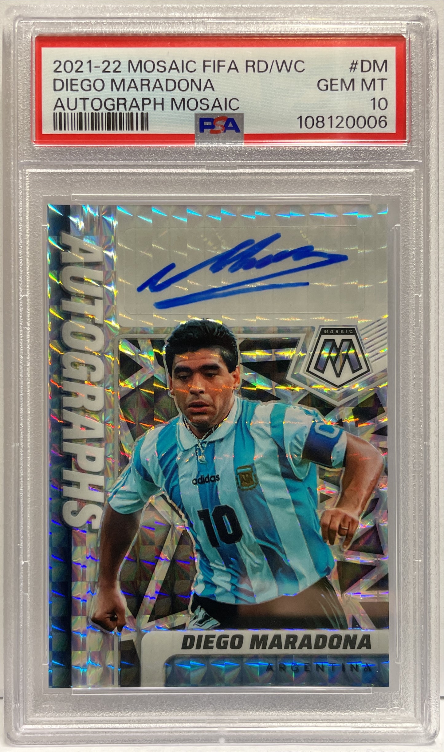 Diego Maradona Autograph Panini Mosaic Fifa Road To Qatar 2021/22 PSA 10