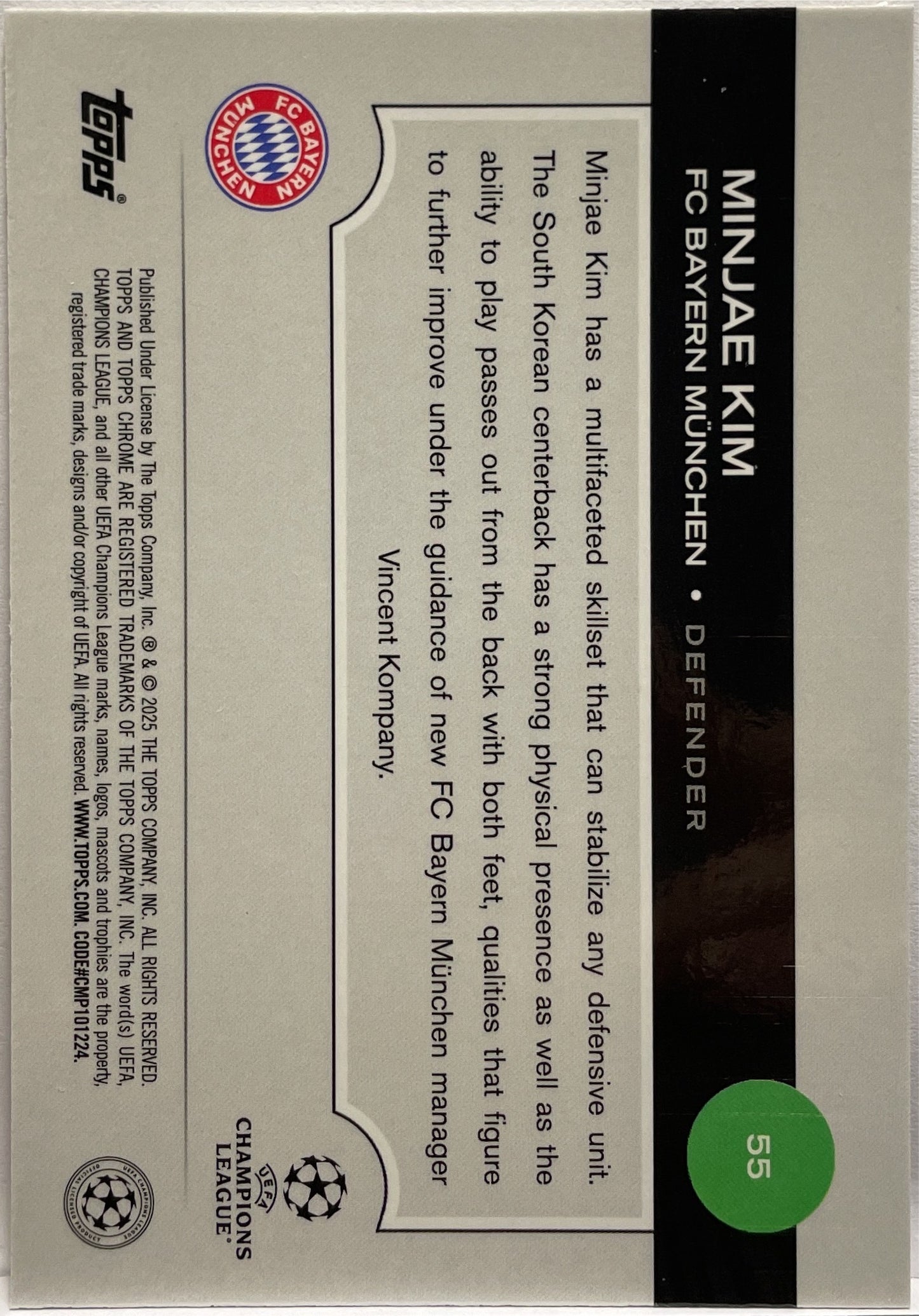 Minjae Kim 64/175 Pink RayWave Topps Chrome UCC 2024/25