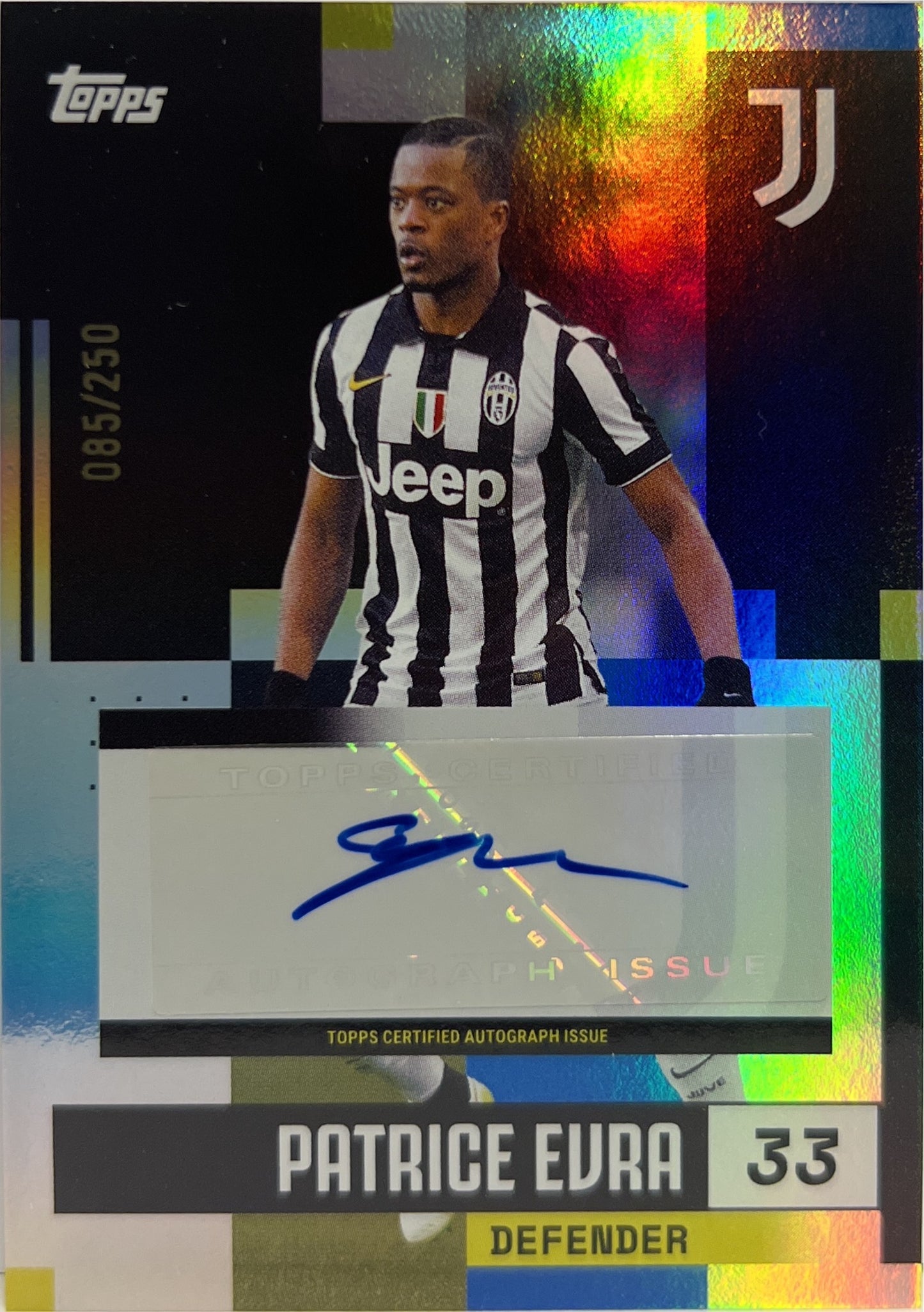 Patrice Evra 85/250 Autograph Topps Juventus Premium Team Set 2024/25
