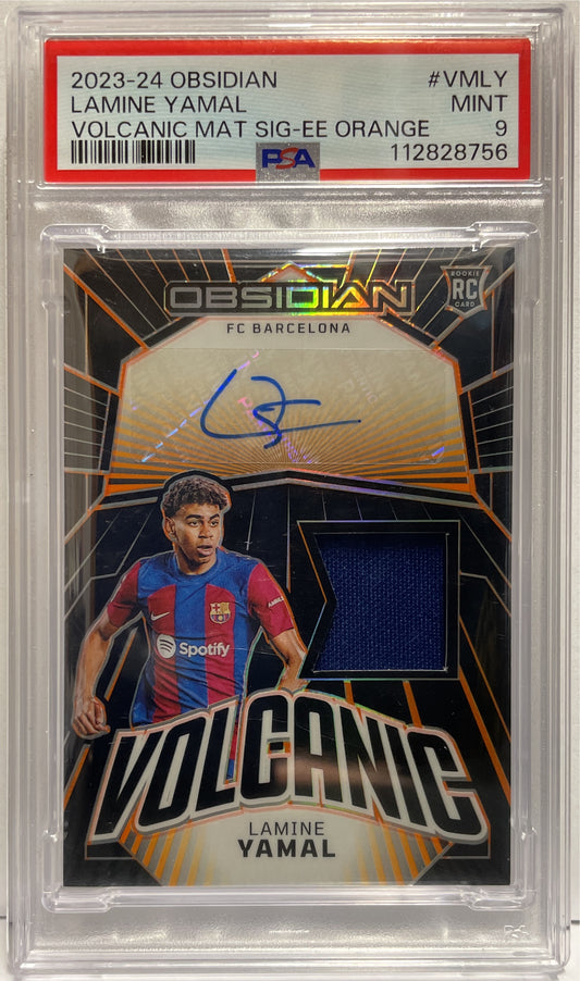 Lamine Yamal 29/99 Rookie Patch Autograph Volcanic Material Signature Panini Obsidian 2023/24 PSA 9
