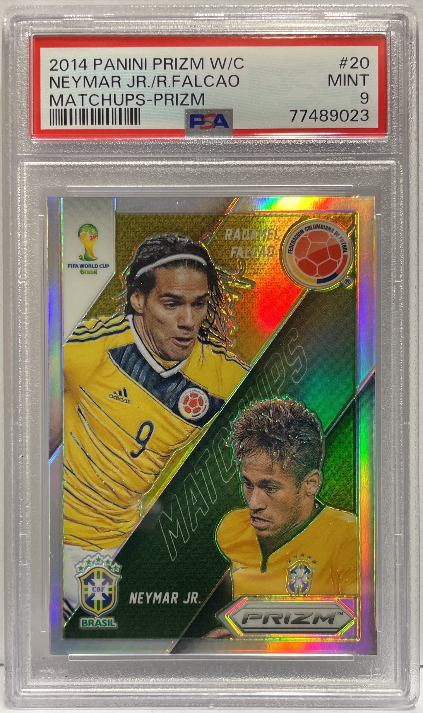 Neymar Jr Radamel Falcao Matchups Silver Holo Panini Prizm World Cup 2014 PSA 9