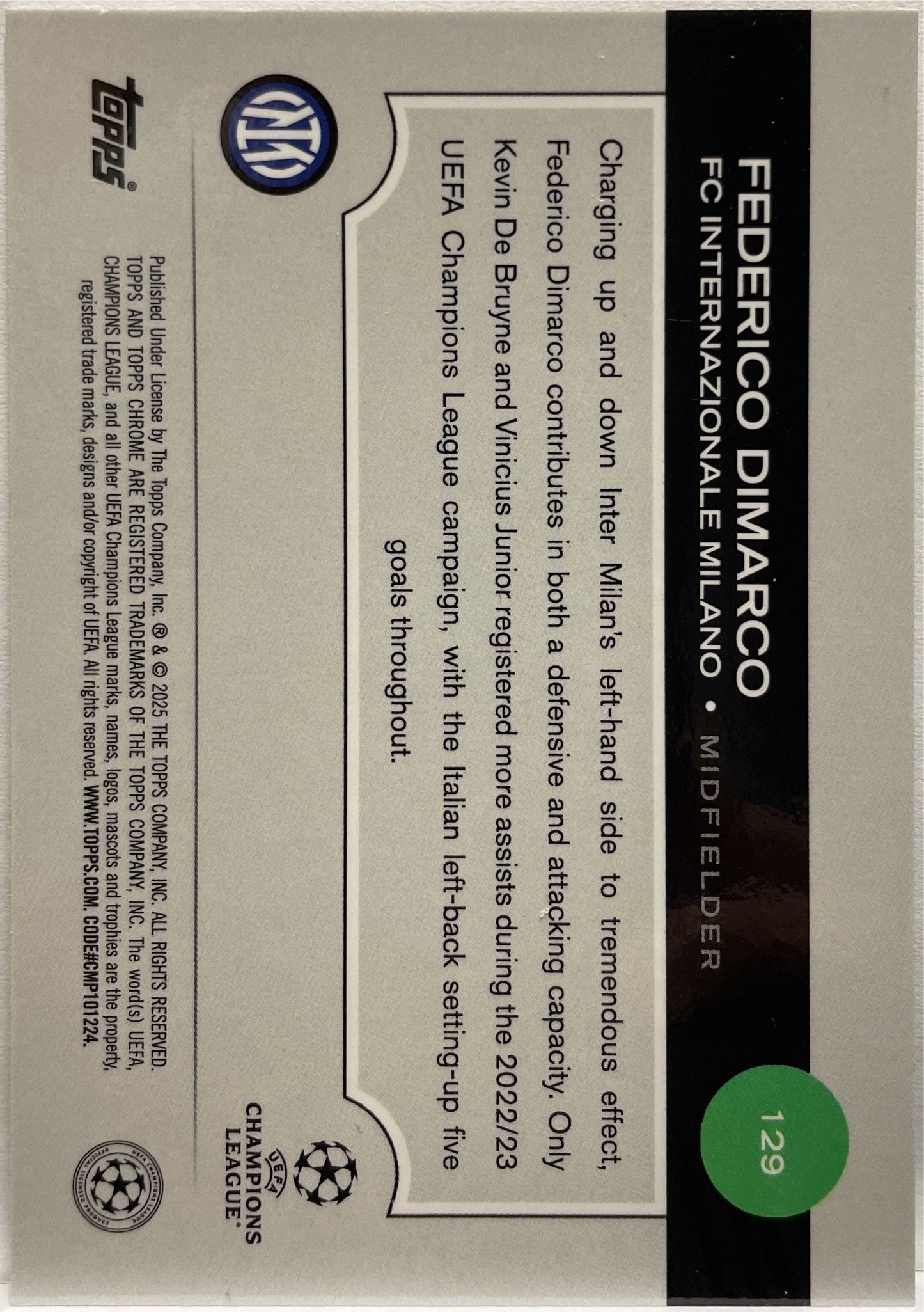 Federico Dimarco 21/50 Gold Lava Topps Chrome UCC 2024/25