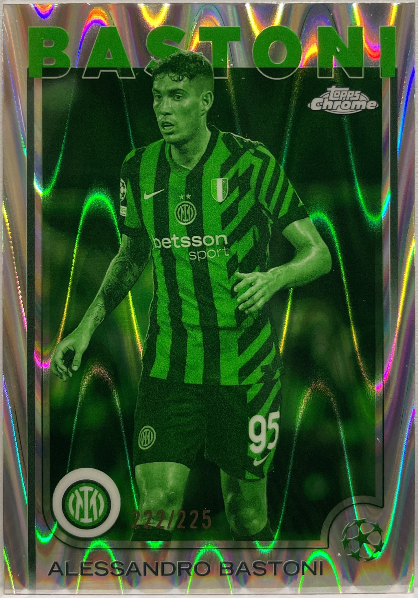 Alessandro Bastoni 222/225 Night Vision RayWave Topps Chrome UCC 2024/25