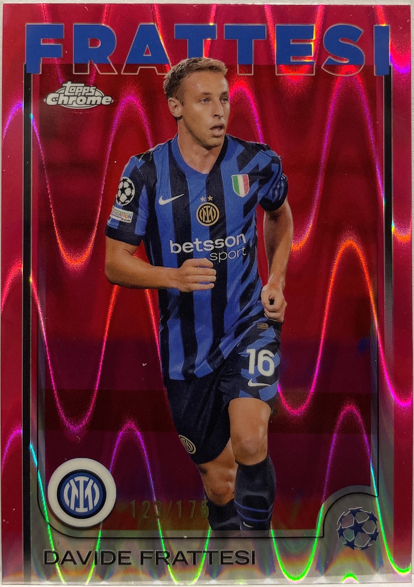 Davide Frattesi 123/175 Pink RayWave Topps Chrome UCC 2024/25