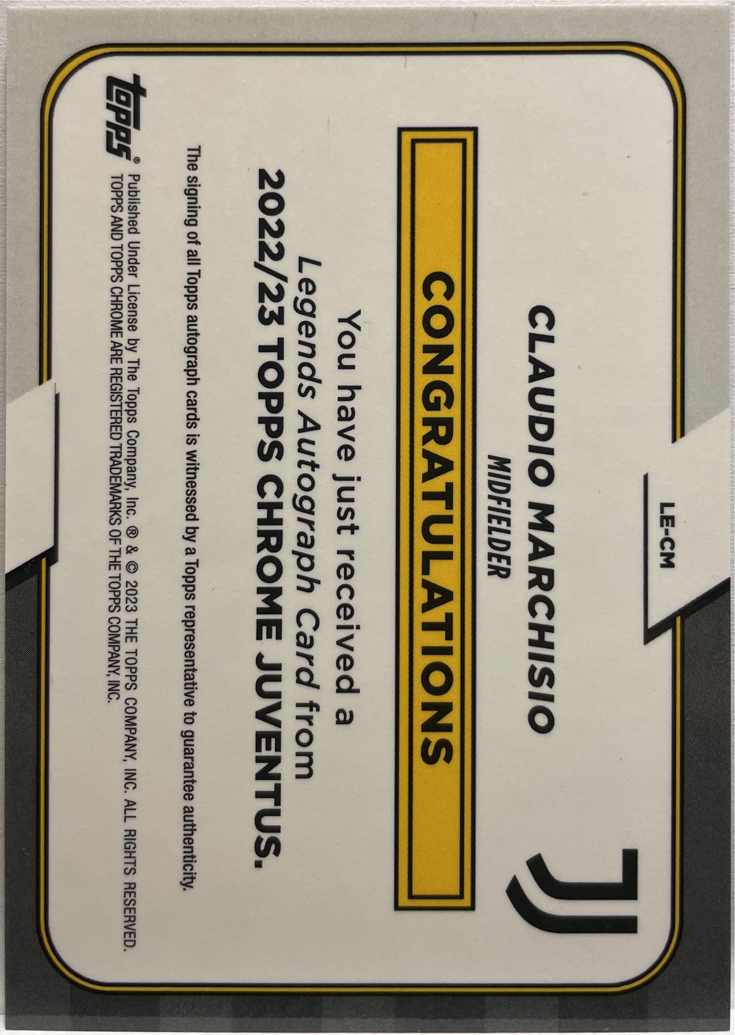 Claudio Marchisio Autograph Topps Chrome Juventus 2022/23