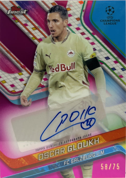Oscar Gloukh 58/75 Autograph Magenta Topps Finest UCC 2024/25