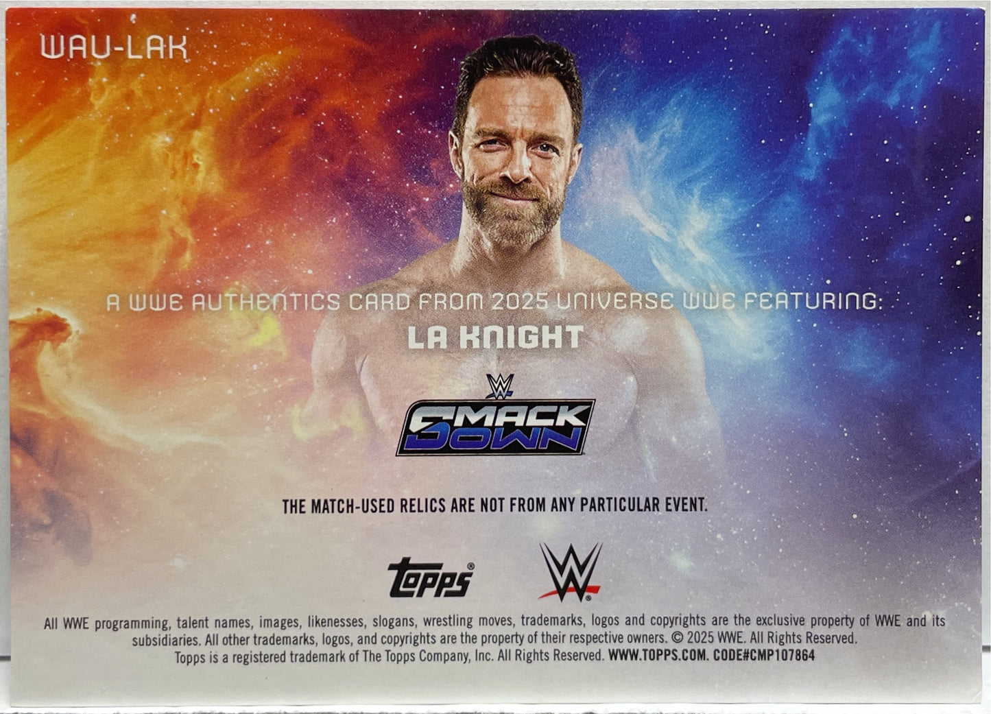 LA Knight 8/25 Patch Worn Authentics Topps Universe WWE 2025