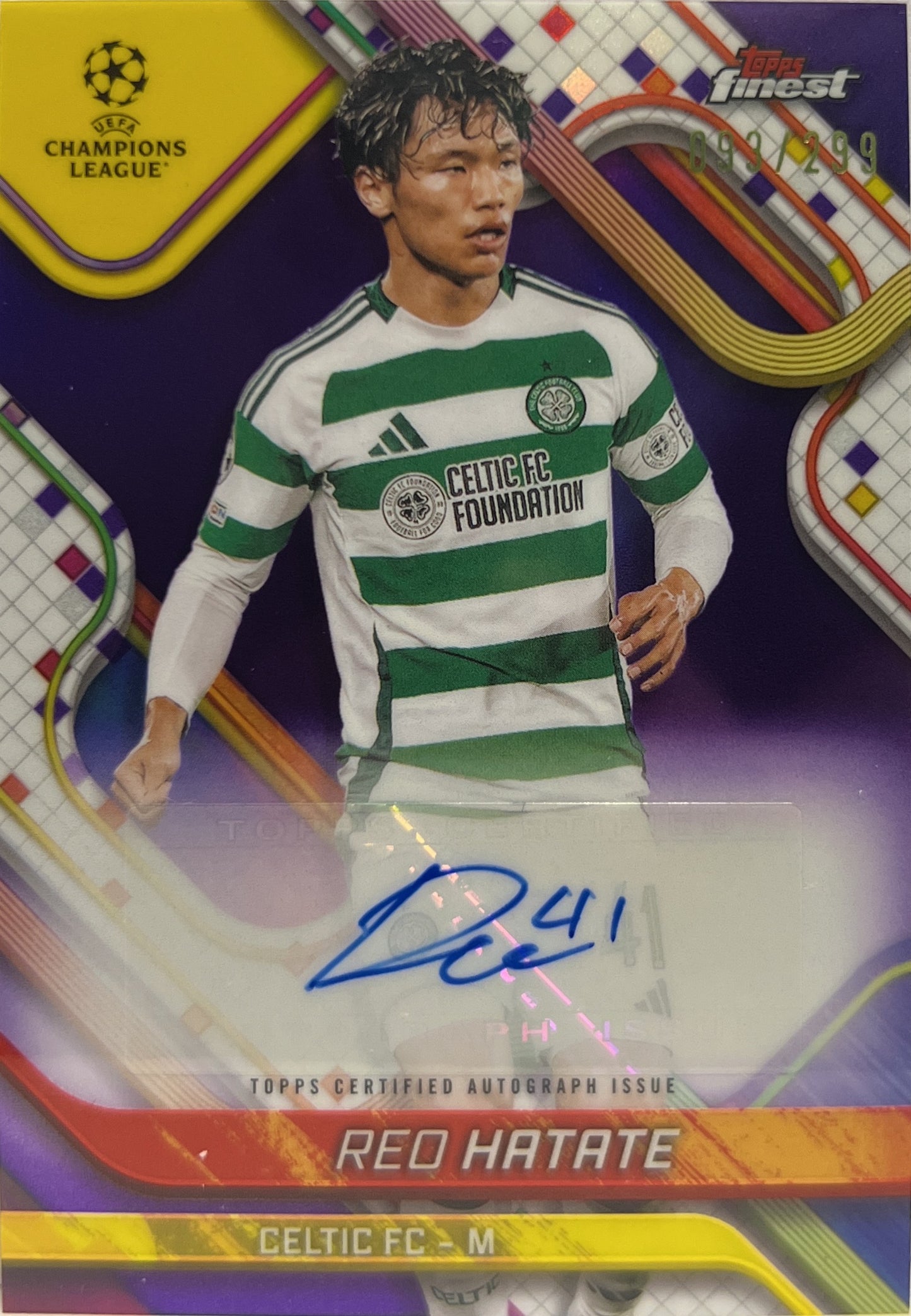 Reo Hatate 93/299 Autograph Purple Topps Finest UCC 2024/25