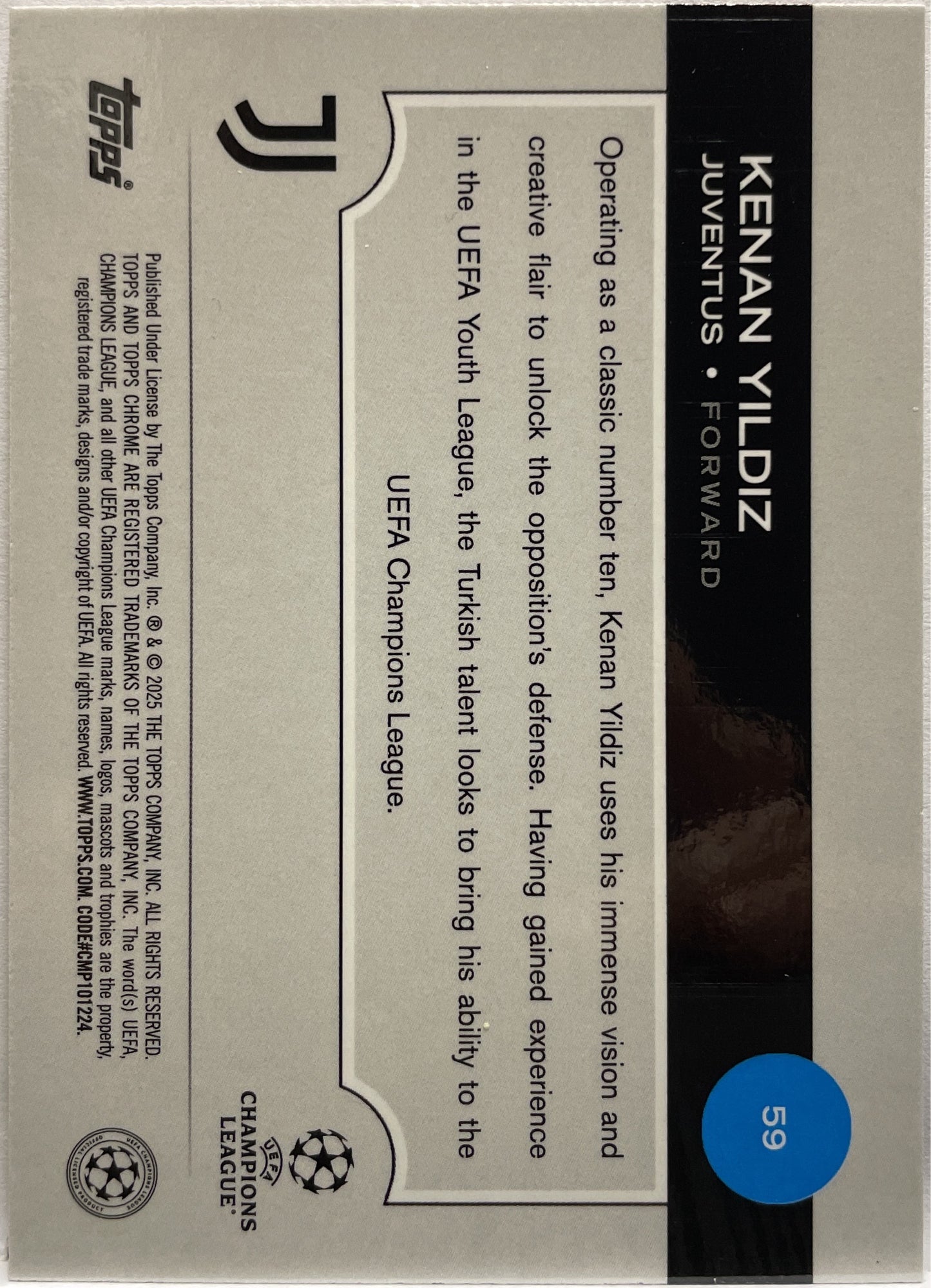 Kenan Yildiz 167/250 Future Stars All Star Rookie Pink Lava Topps Chrome UCC 2024/25