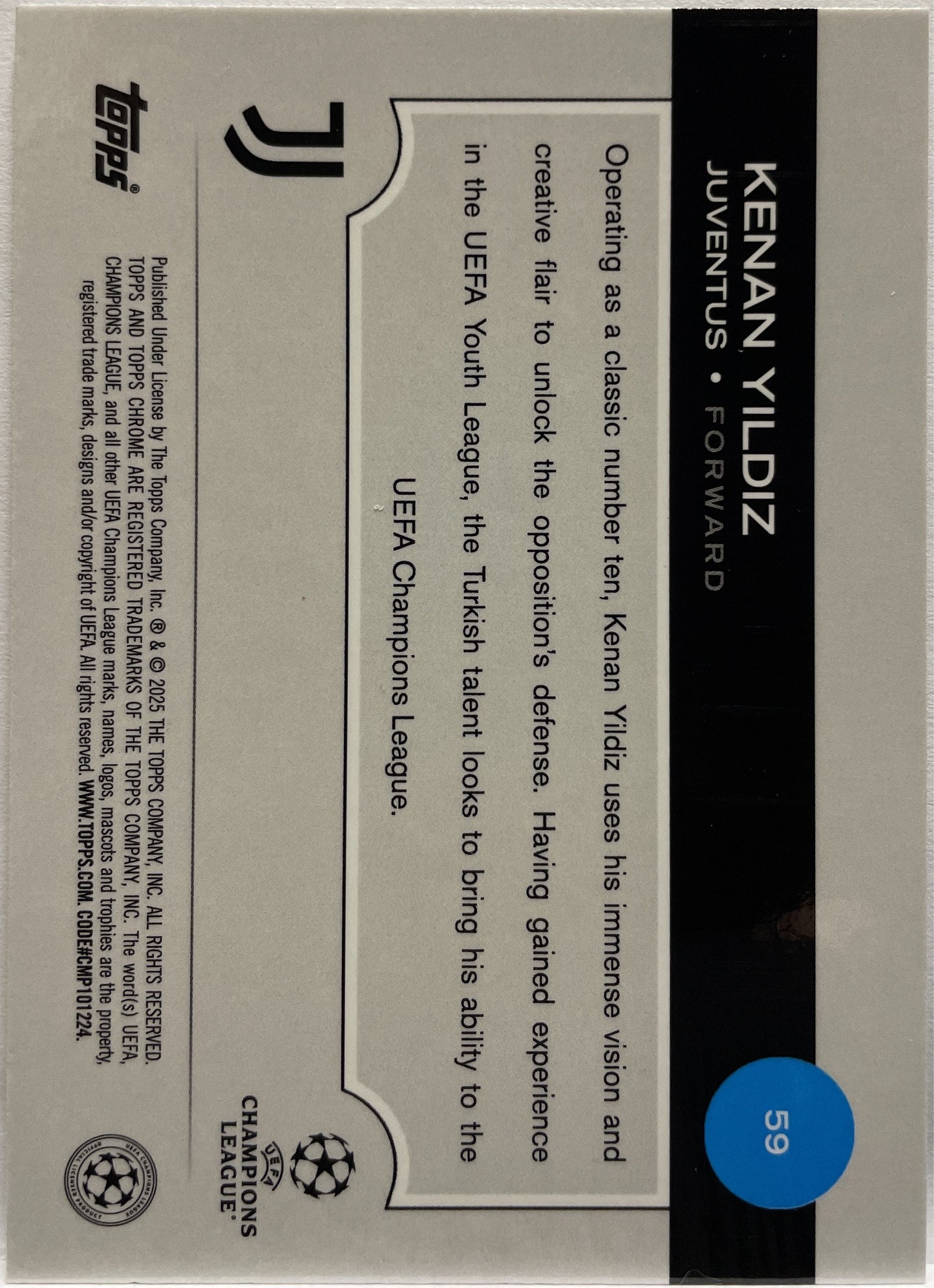 Kenan Yildiz 111/199 Future Stars All Star Rookie Aqua Topps Chrome UCC 2024/25