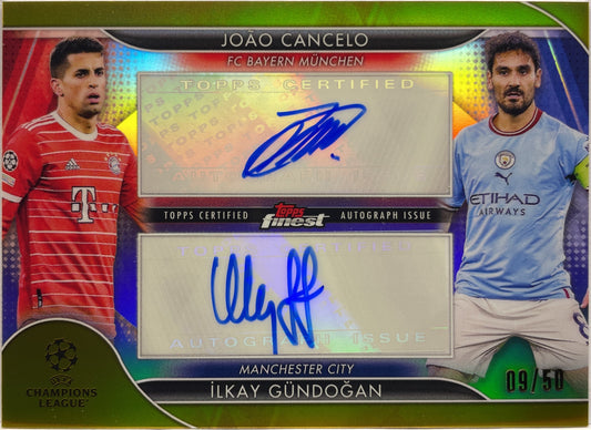 Cancelo & Gundogan 9/50 Dual Autograph Gold Topps FInest UCC 2022/23