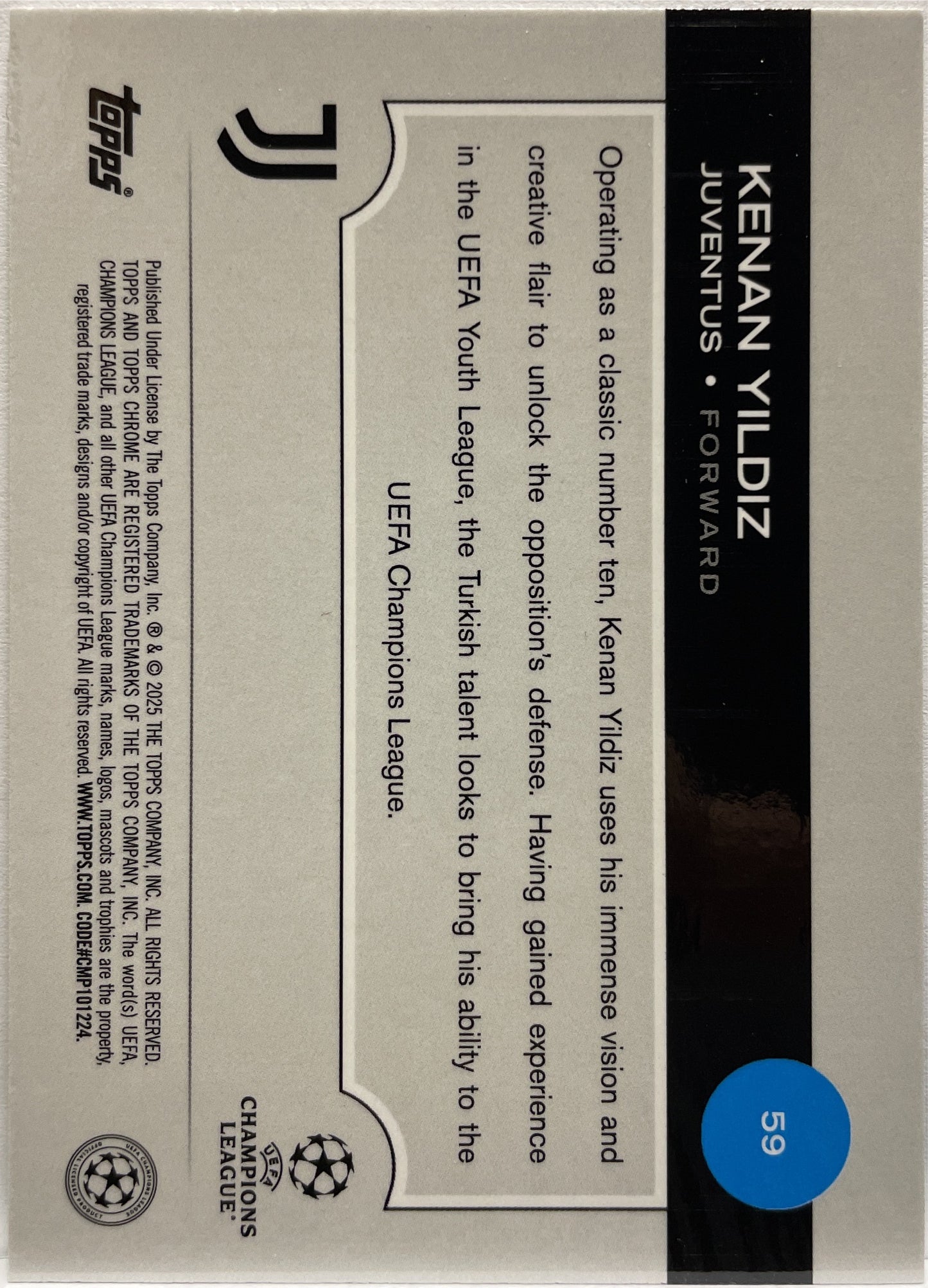 Kenan Yildiz 63/199 Future Stars All Star Rookie Aqua Topps Chrome UCC 2024/25