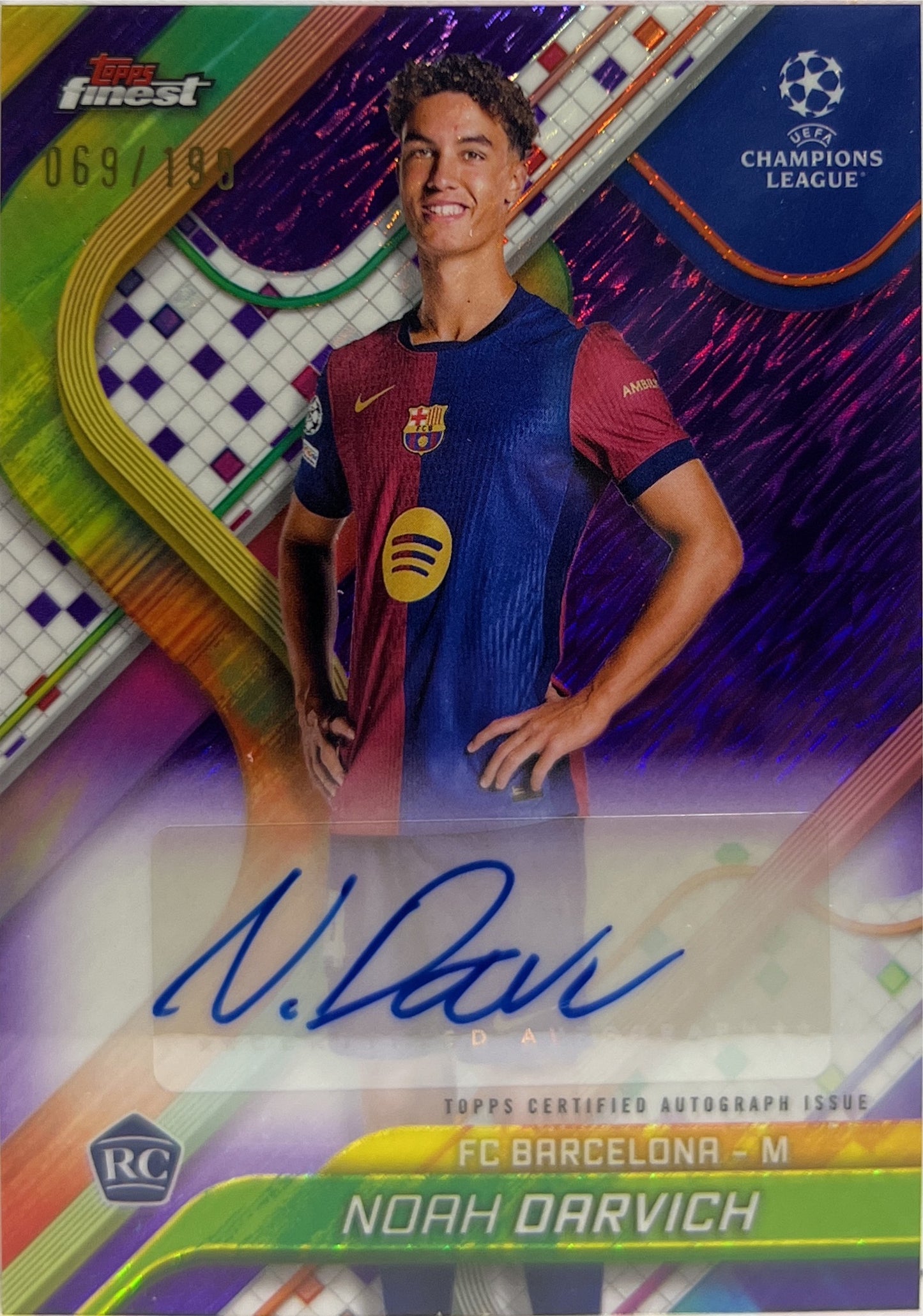 Noah Darwich 69/199 Rookie Autograph Purple Shimmer Topps Finest UCC 2024/25