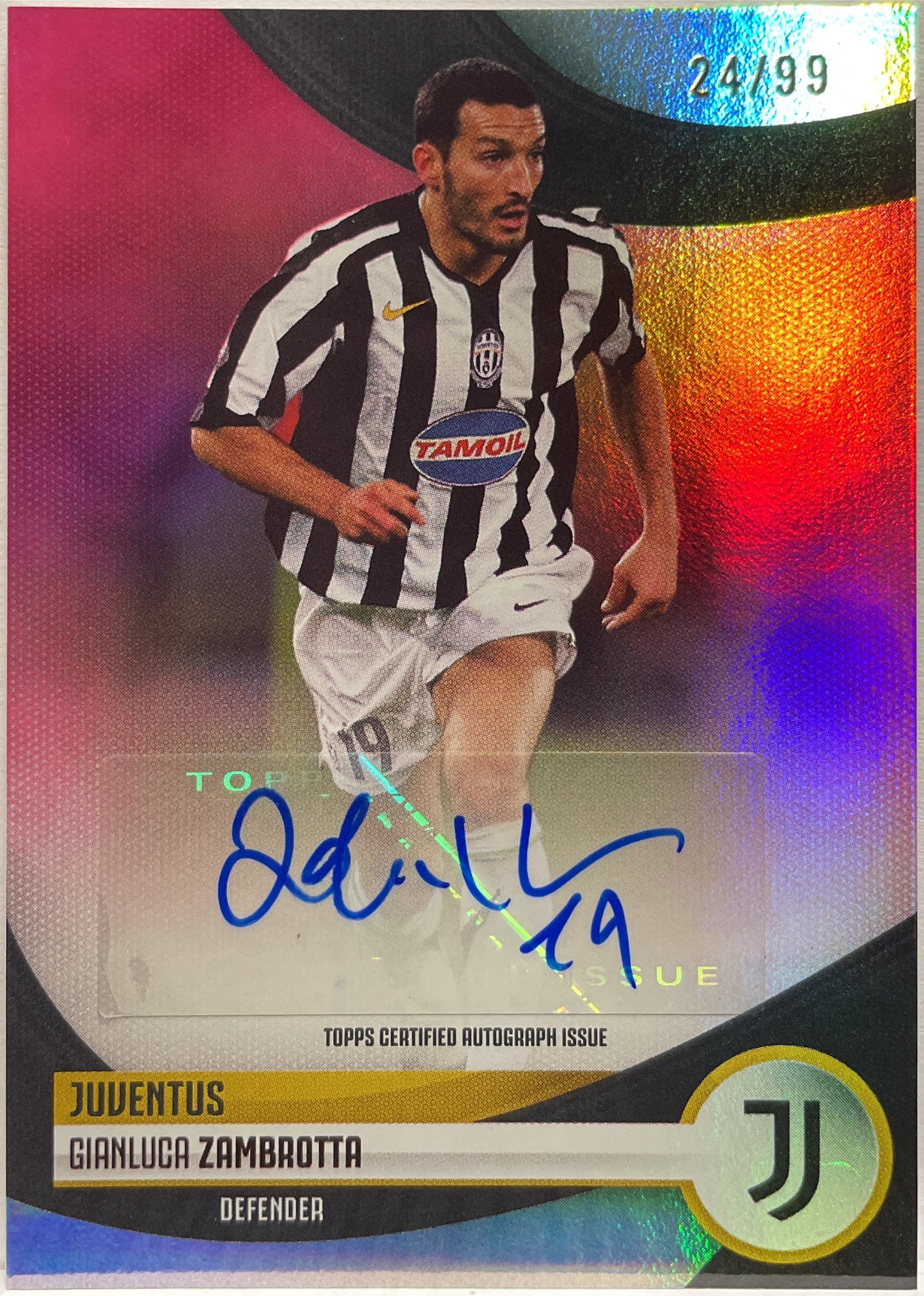 Gianluca Zambrotta 24/99 Autograph Pink Topps Juventus Team Set 2023/24