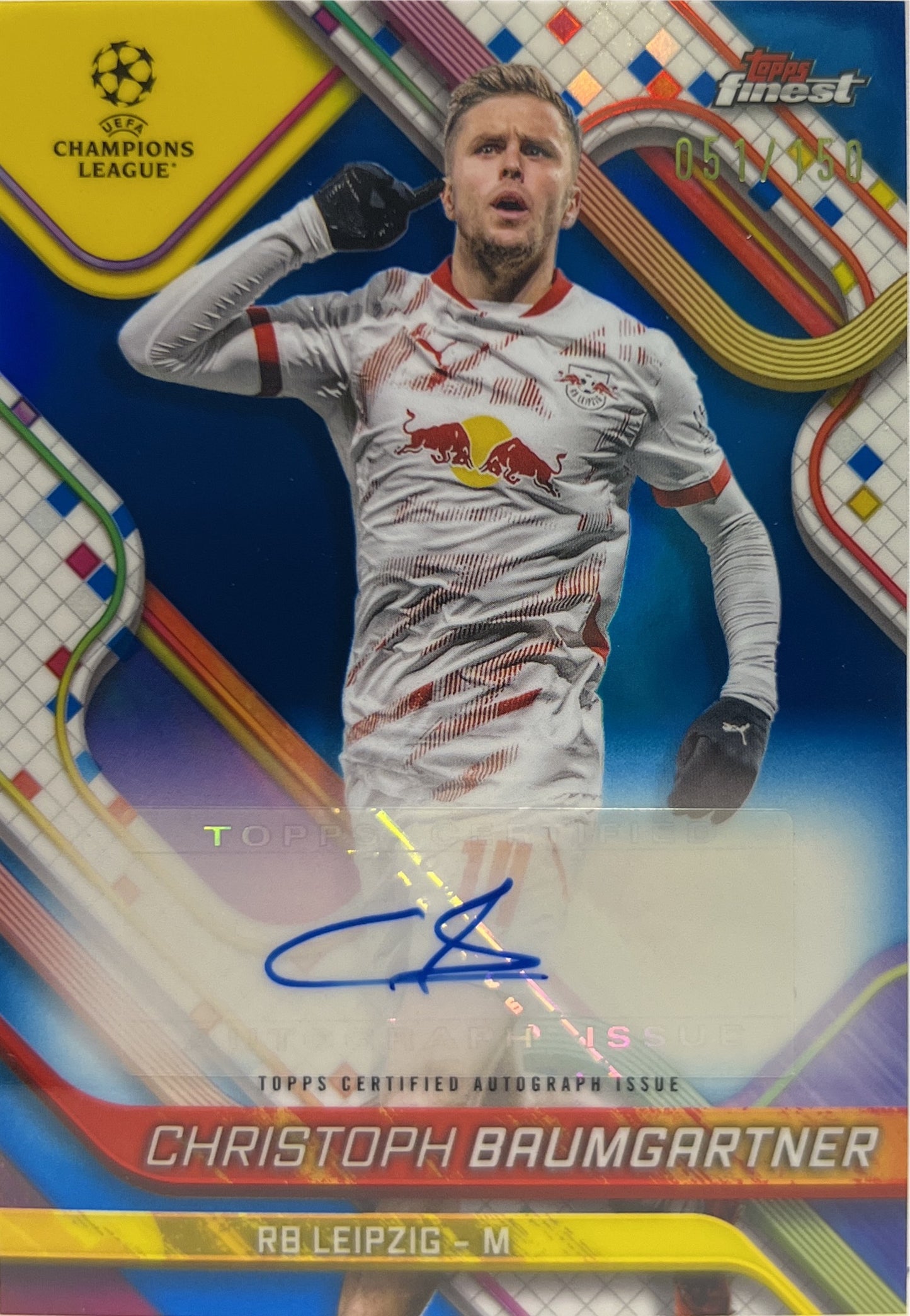 Christoph Baumgartner 51/150 Autograph Blue Topps Finest UCC 2024/25